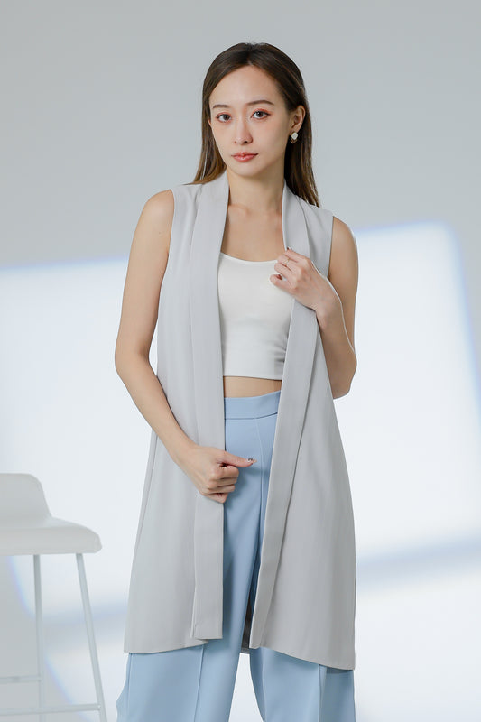 Jaylor Shawl Lapel Vest - Light Grey