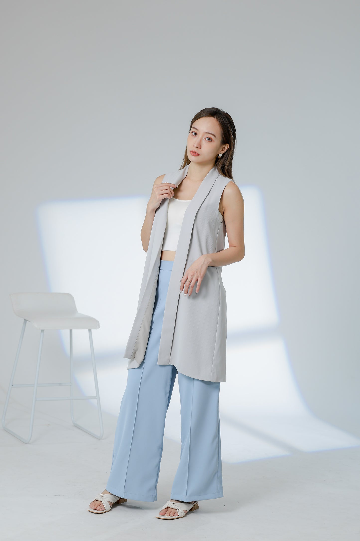 Jaylor Shawl Lapel Vest - Light Grey