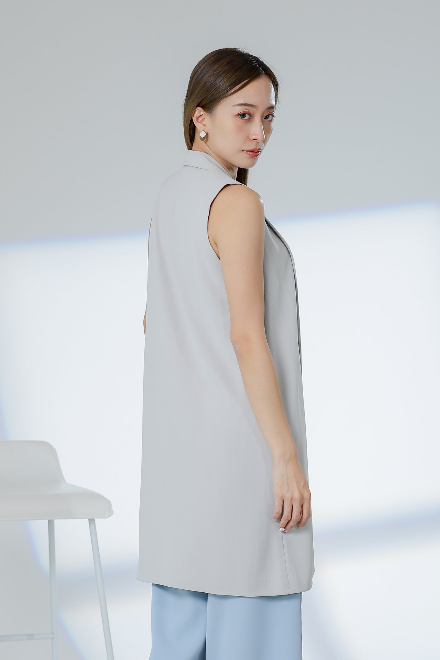Jaylor Shawl Lapel Vest - Light Grey