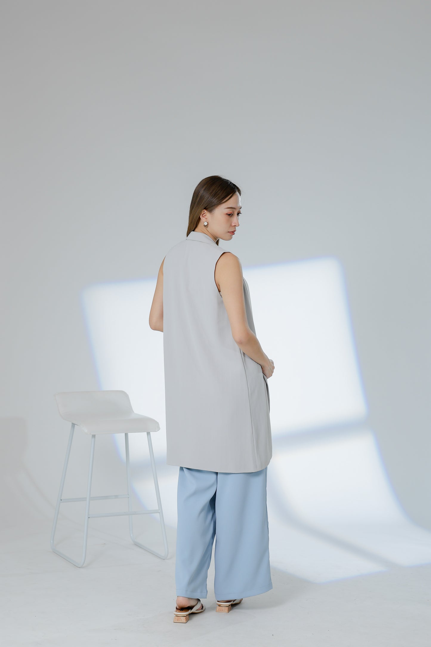 Jaylor Shawl Lapel Vest - Light Grey