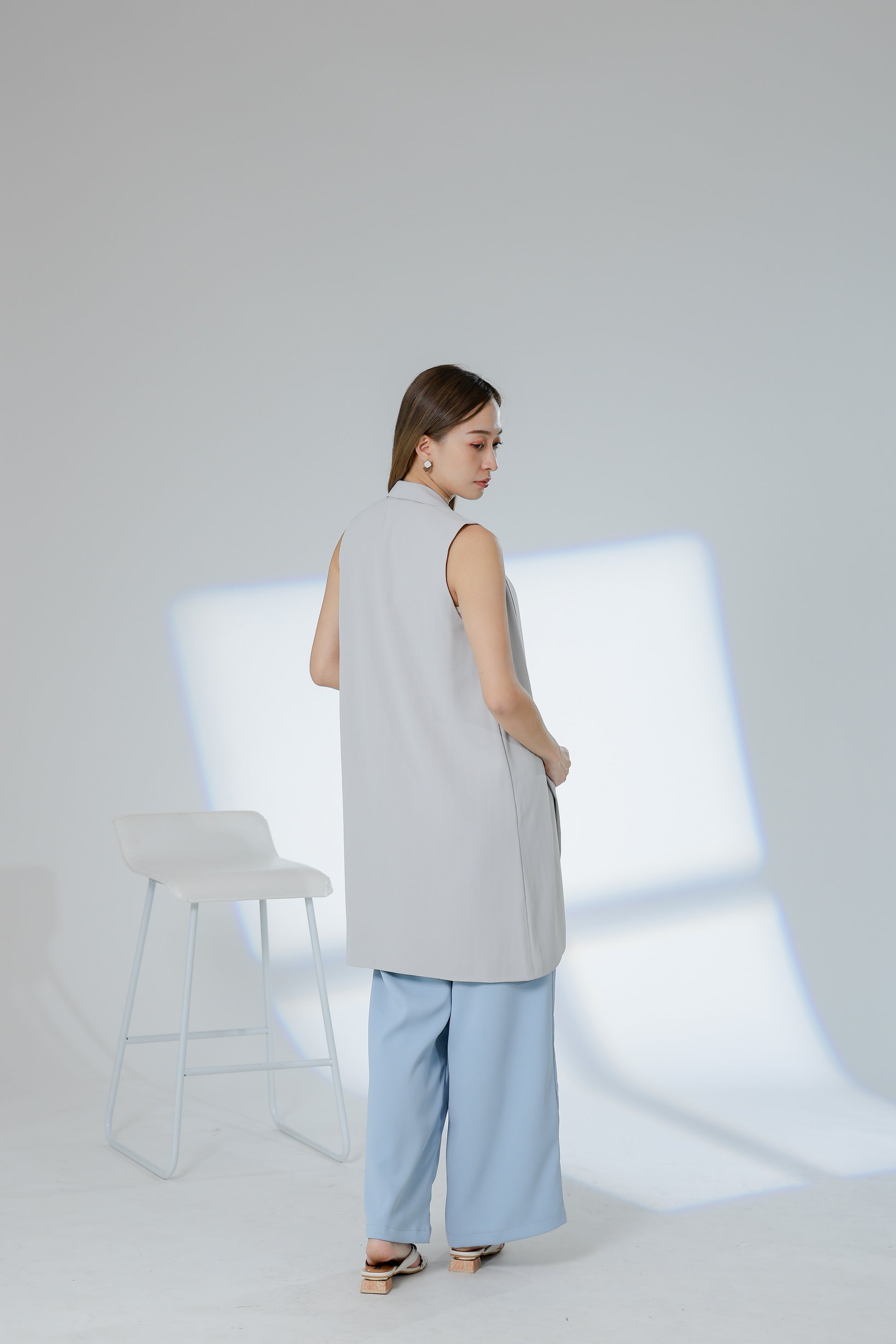 Jaylor Shawl Lapel Vest - Light Grey
