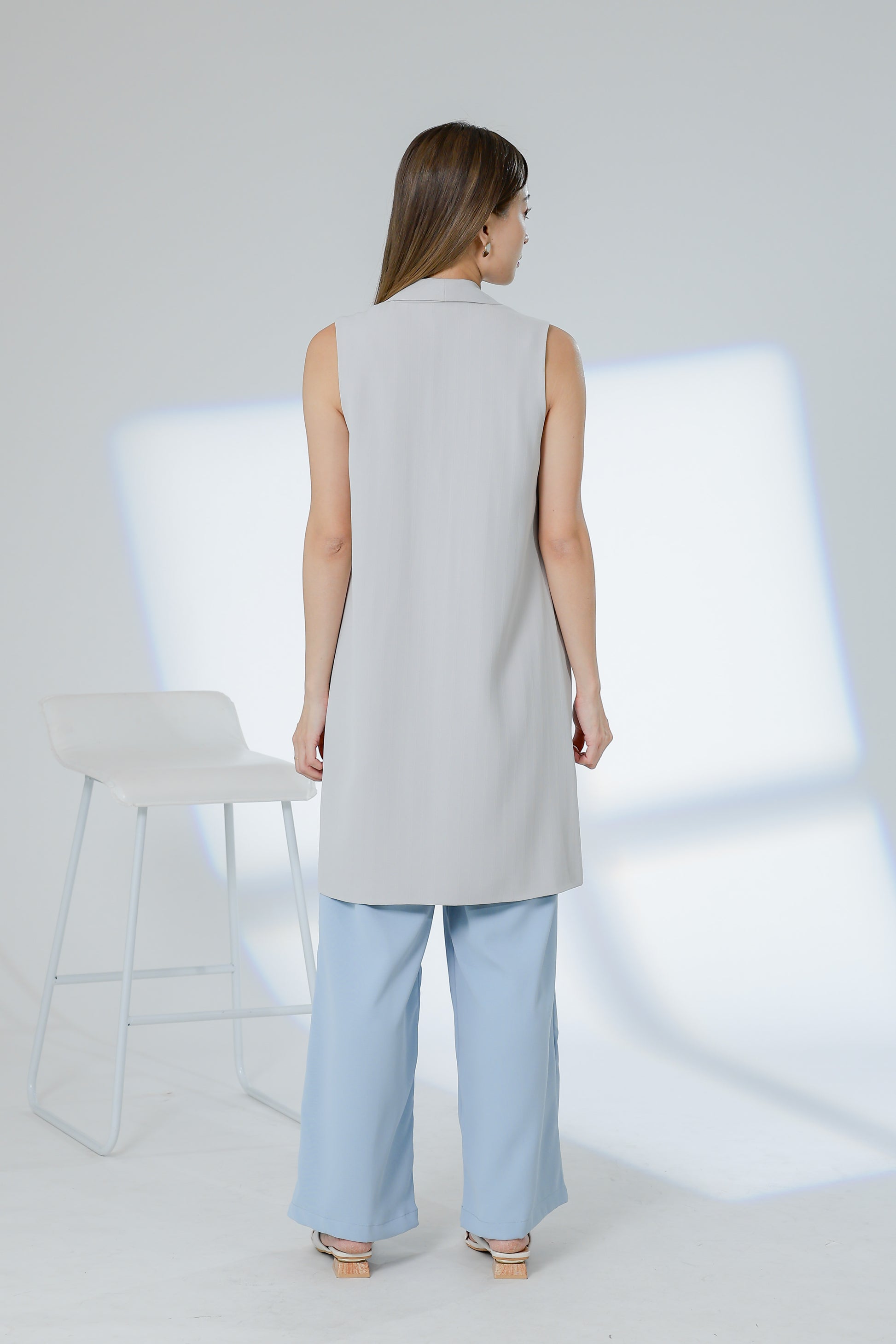Jaylor Shawl Lapel Vest - Light Grey