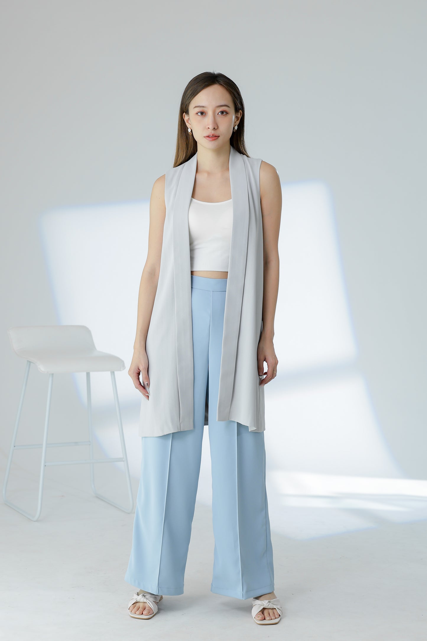 Jaylor Shawl Lapel Vest - Light Grey