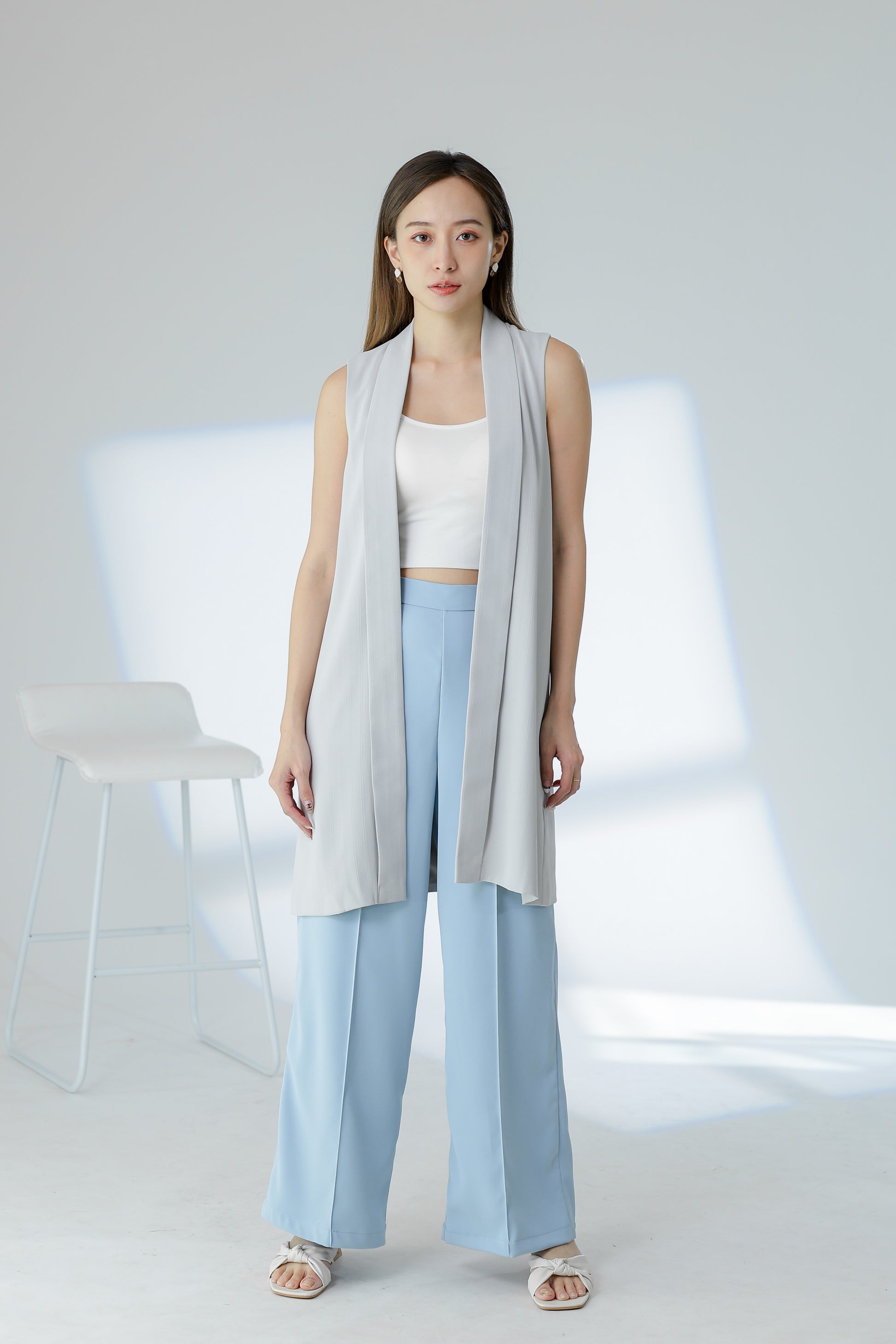 Jaylor Shawl Lapel Vest - Light Grey