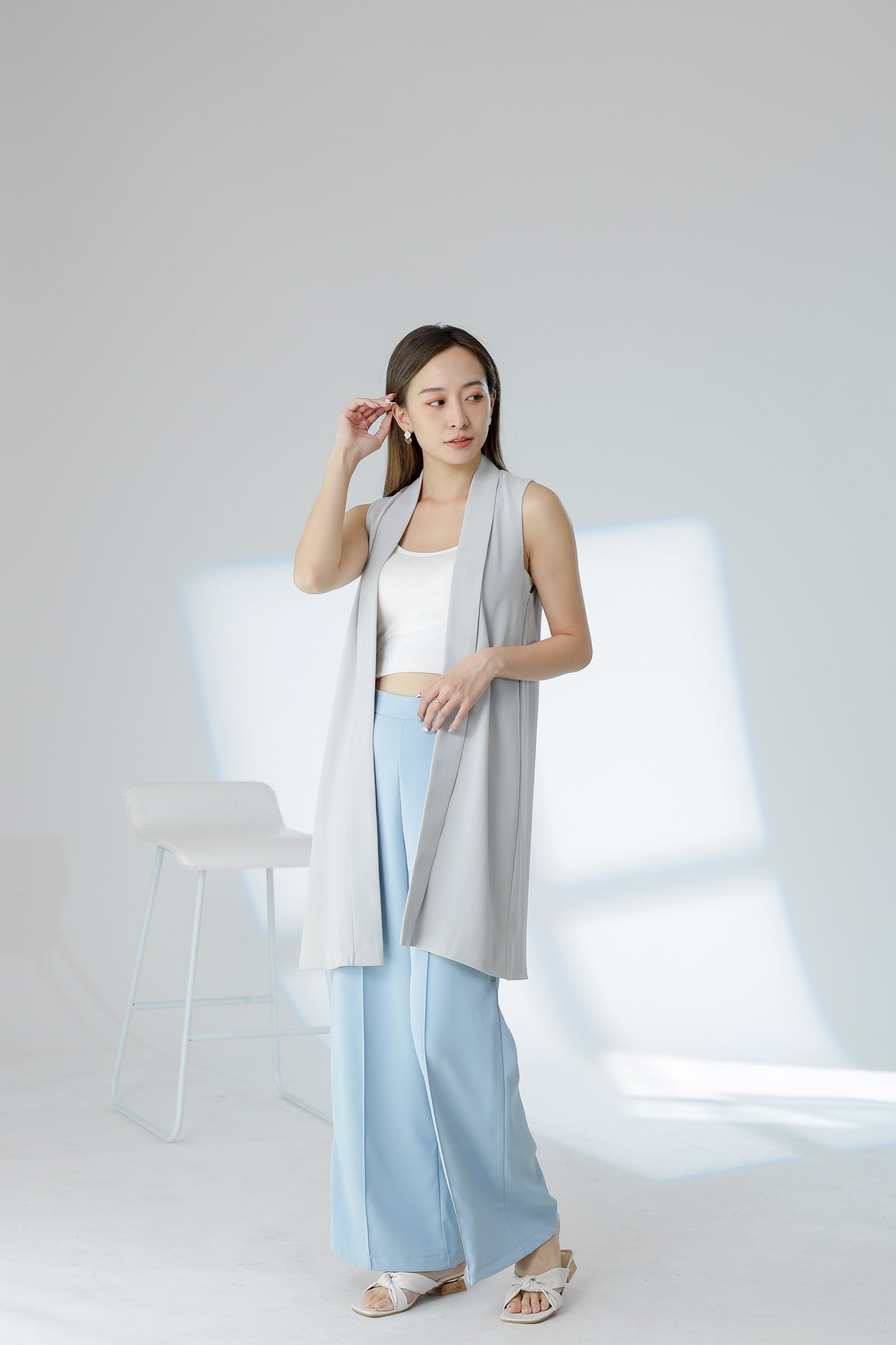 Jaylor Shawl Lapel Vest - Light Grey