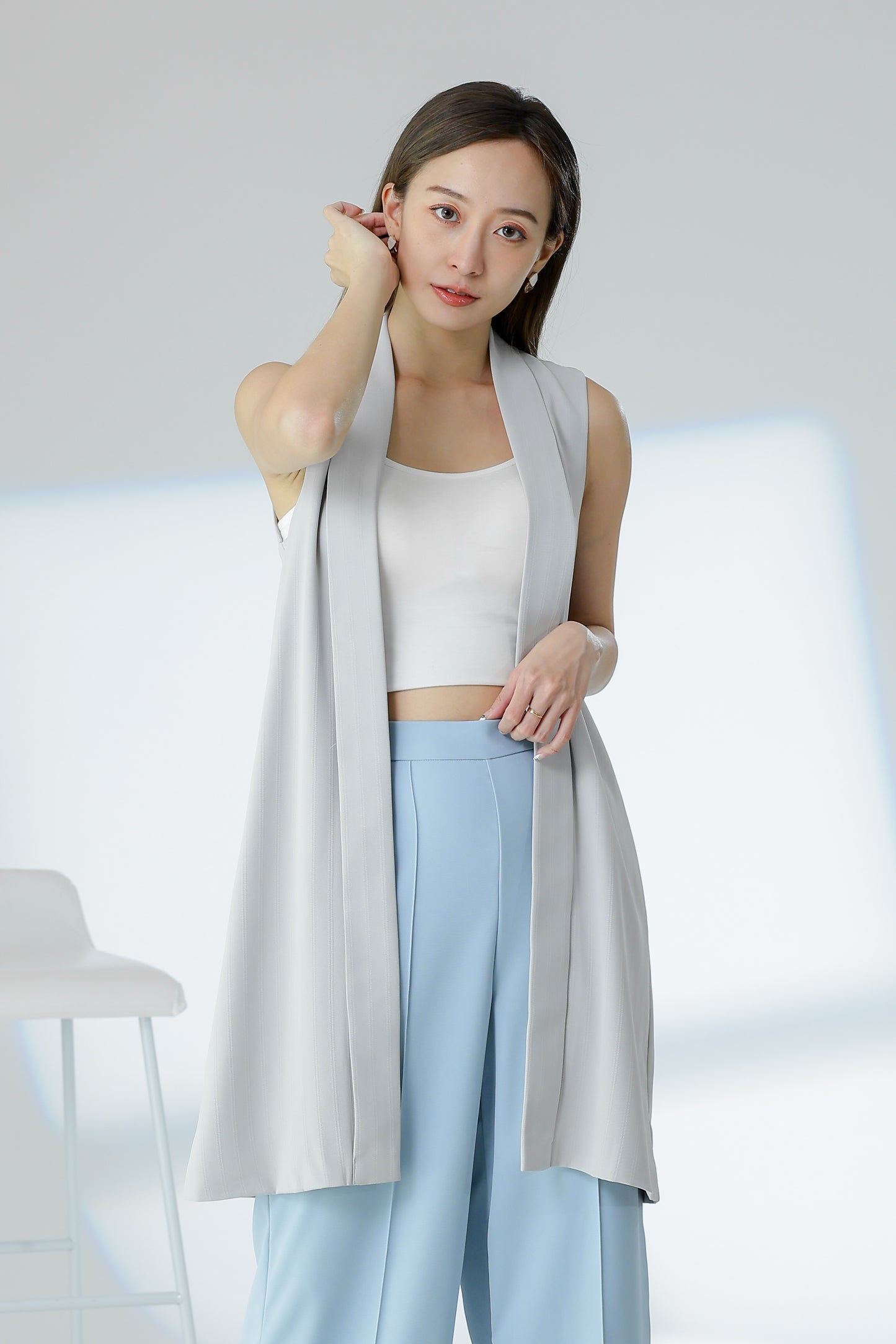 Jaylor Shawl Lapel Vest - Light Grey