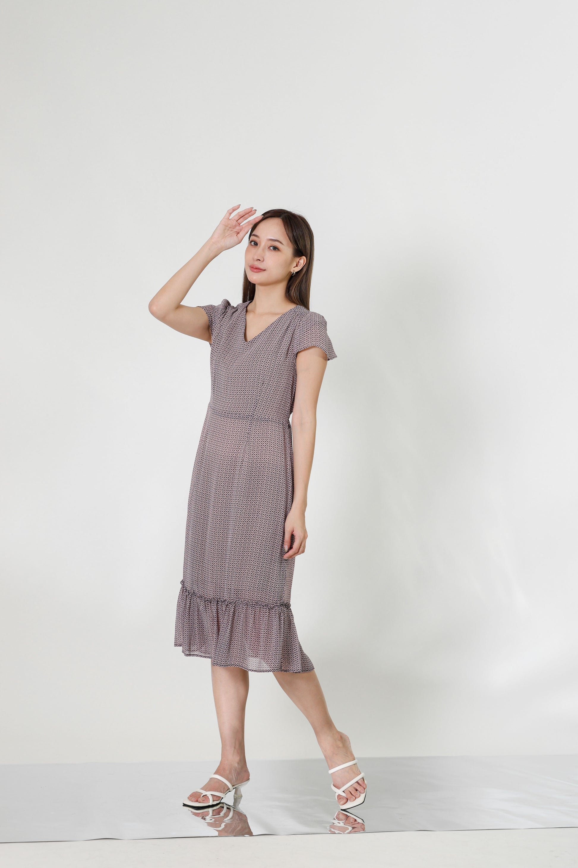 Joey V-Neck Petal Sleeve Dress - Pink