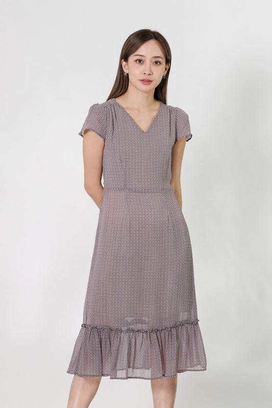 Joey V-Neck Petal Sleeve Dress - Pink