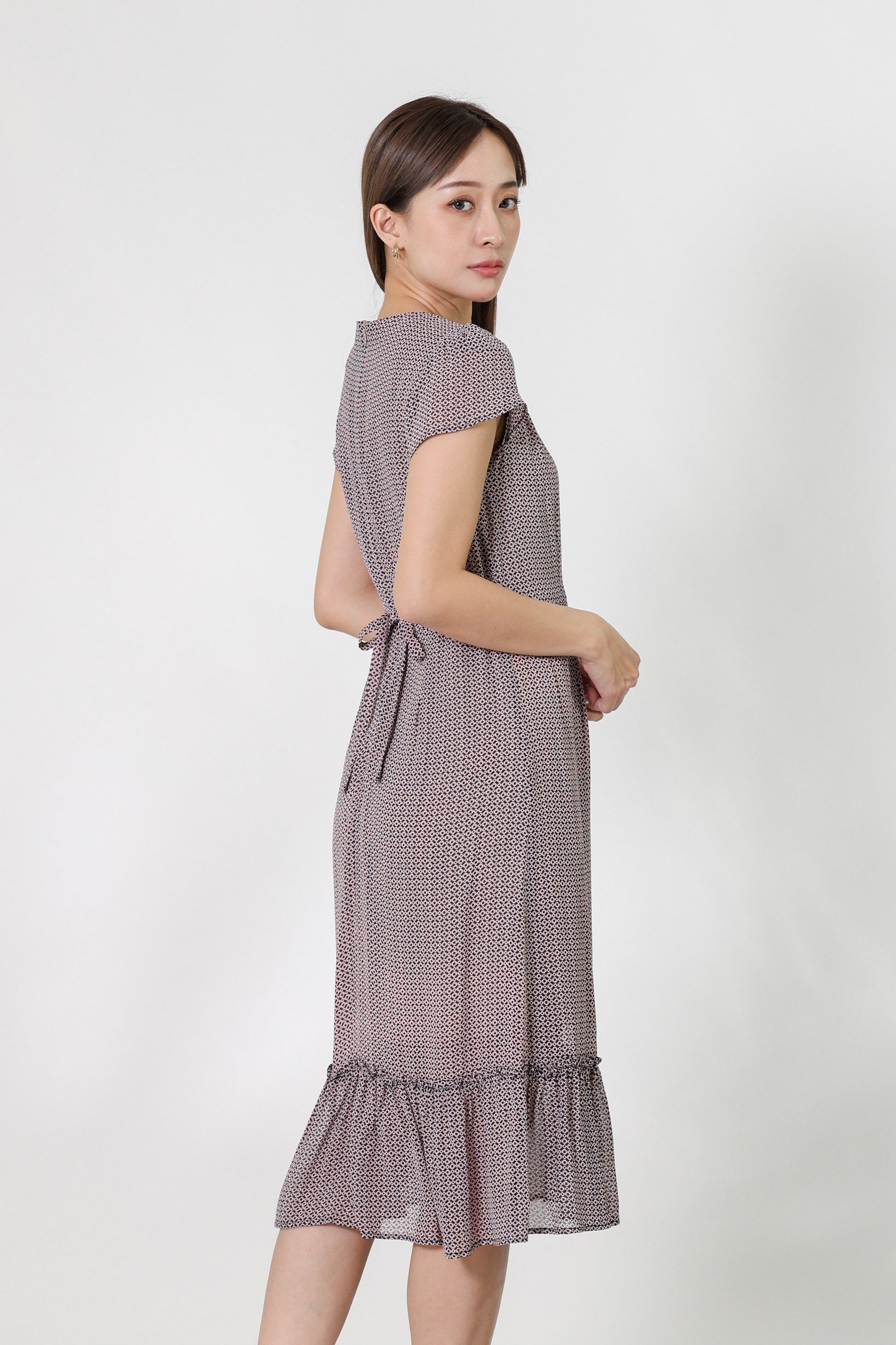 Joey V-Neck Petal Sleeve Dress - Pink