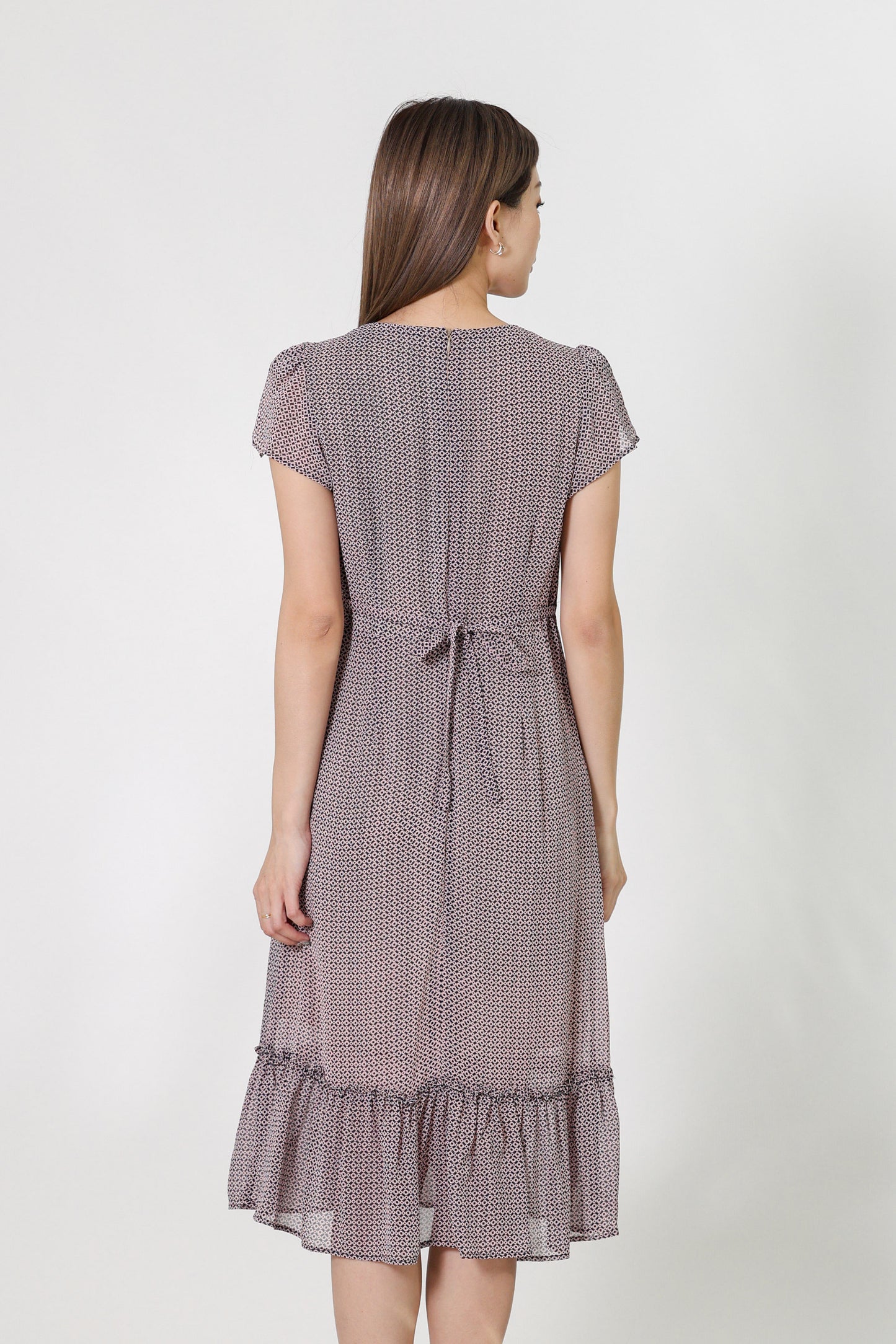 Joey V-Neck Petal Sleeve Dress - Pink