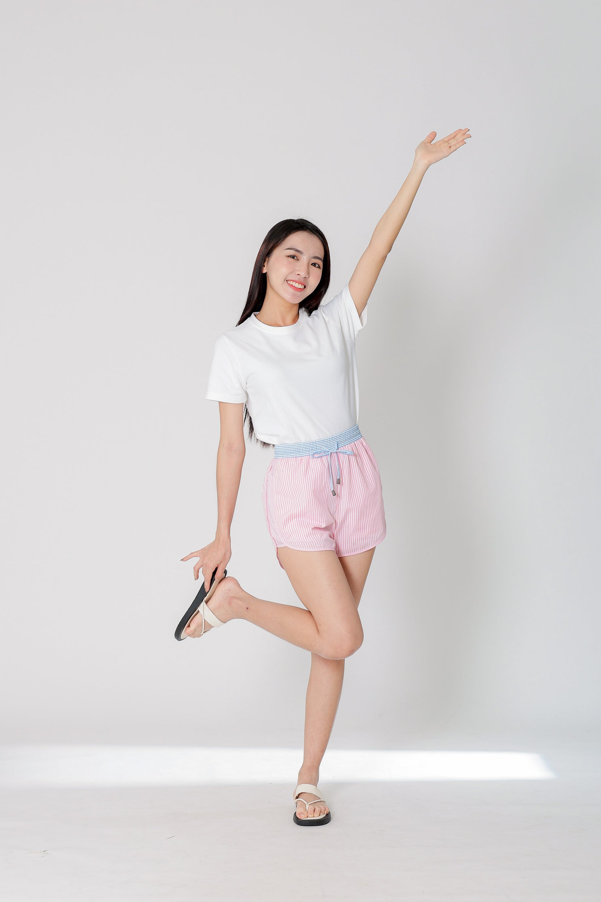 Josie Stripped Jogger Shorts - Pink