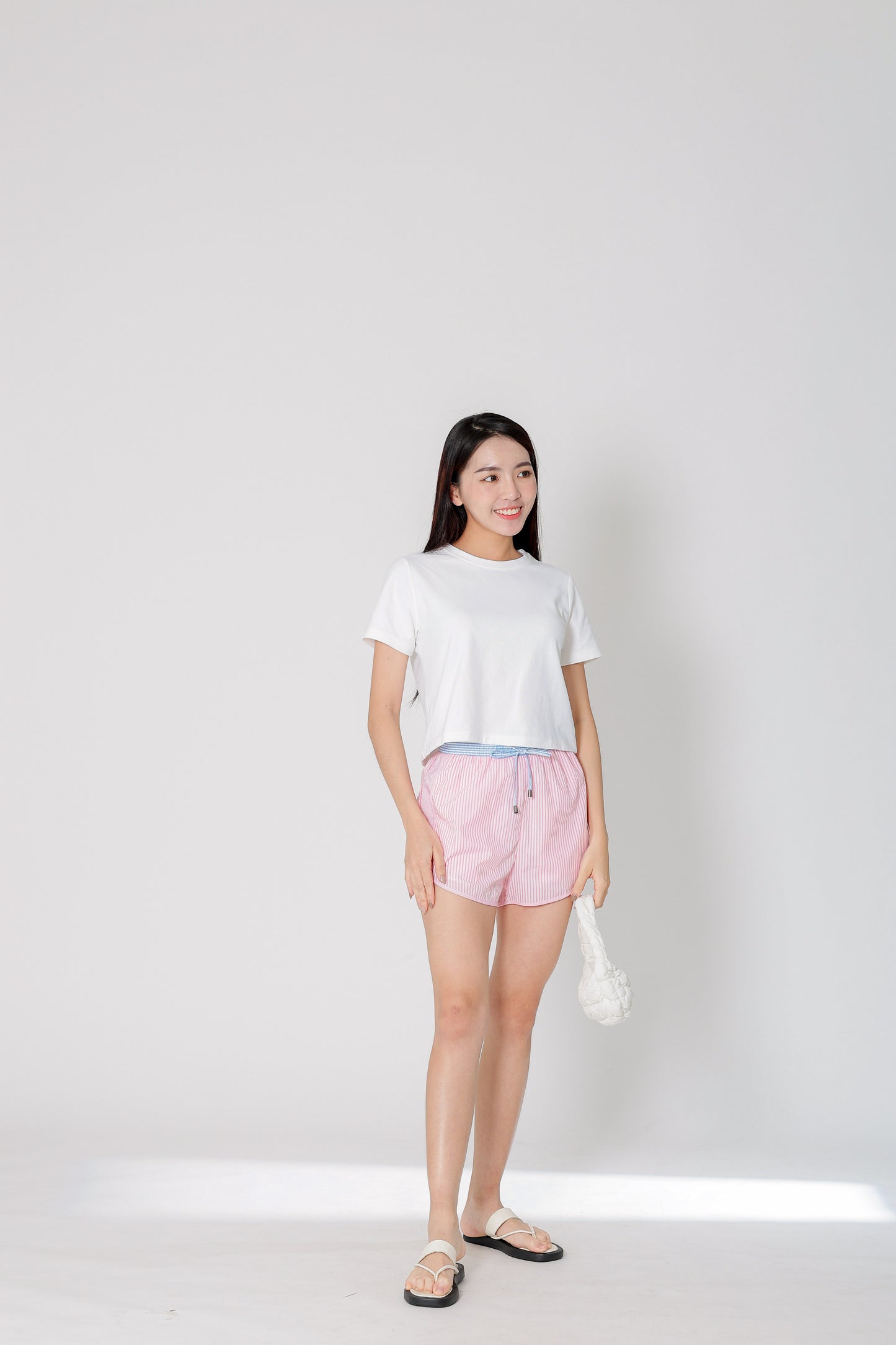Josie Stripped Jogger Shorts - Pink