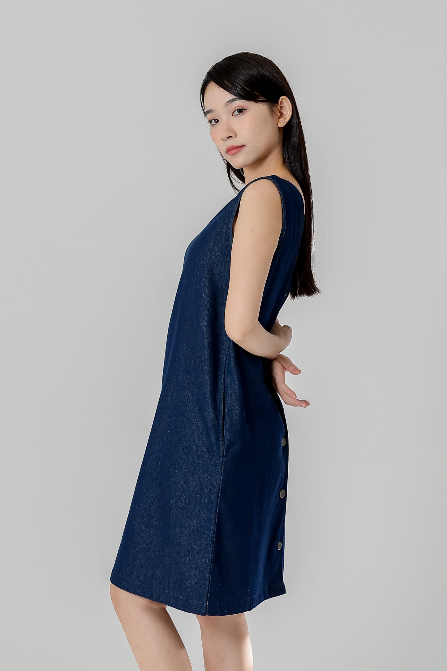 Julia Reversible Denim Dress - Dk Blue