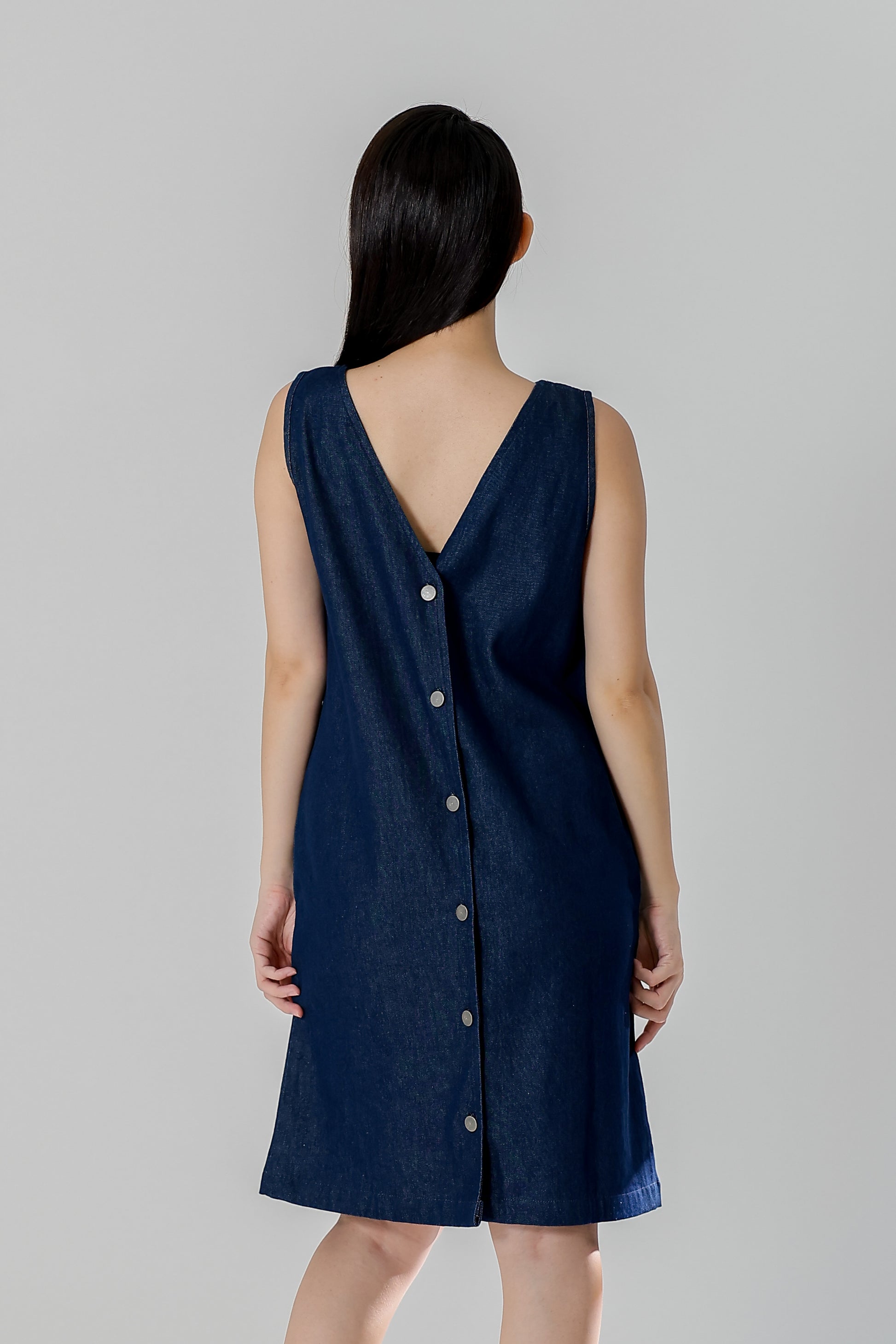 Julia Reversible Denim Dress - Dk Blue