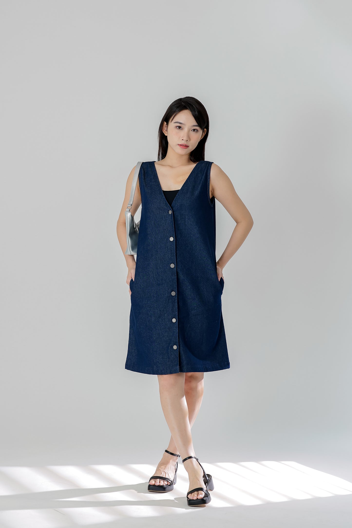 Julia Reversible Denim Dress - Dk Blue