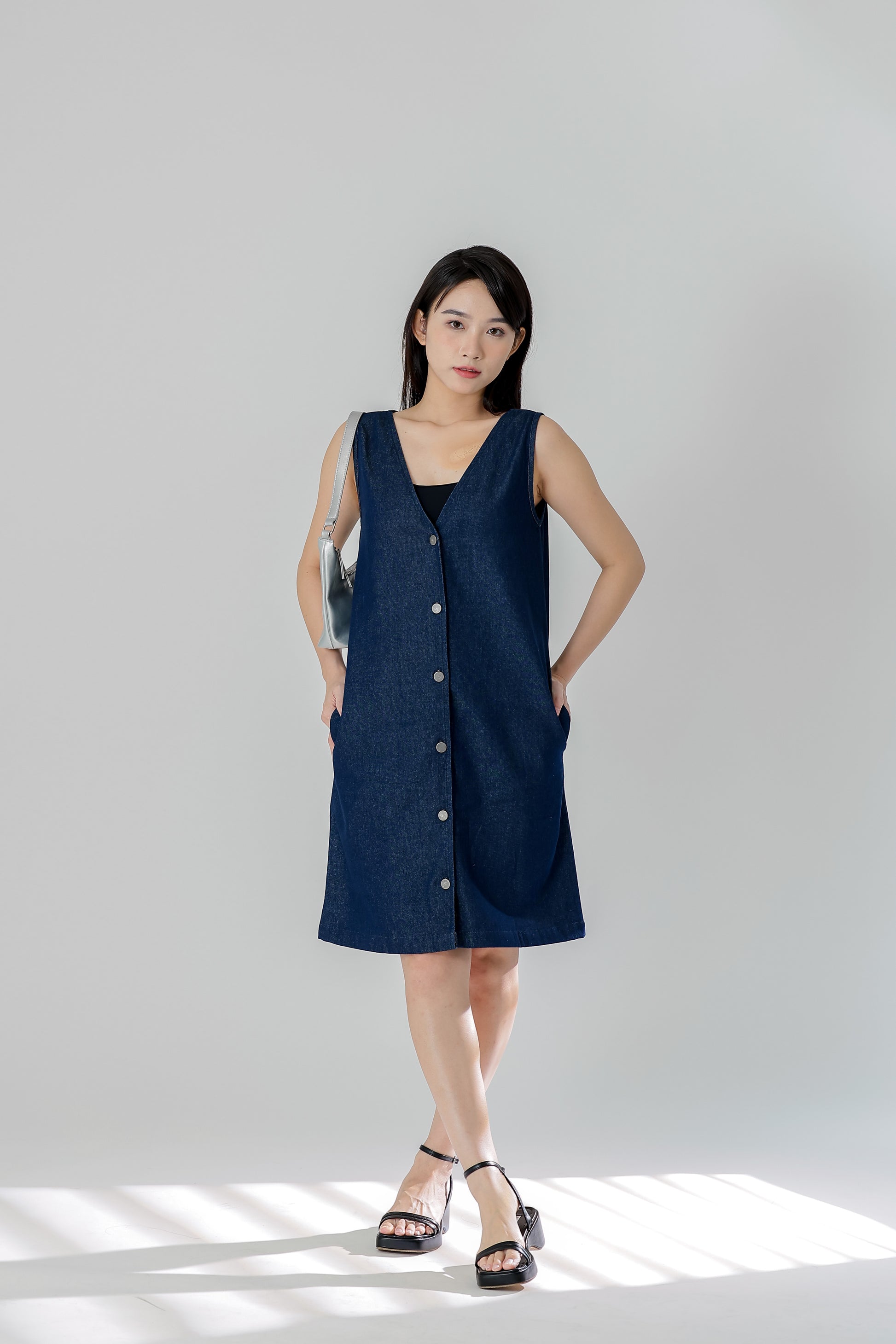 Julia Reversible Denim Dress - Dk Blue