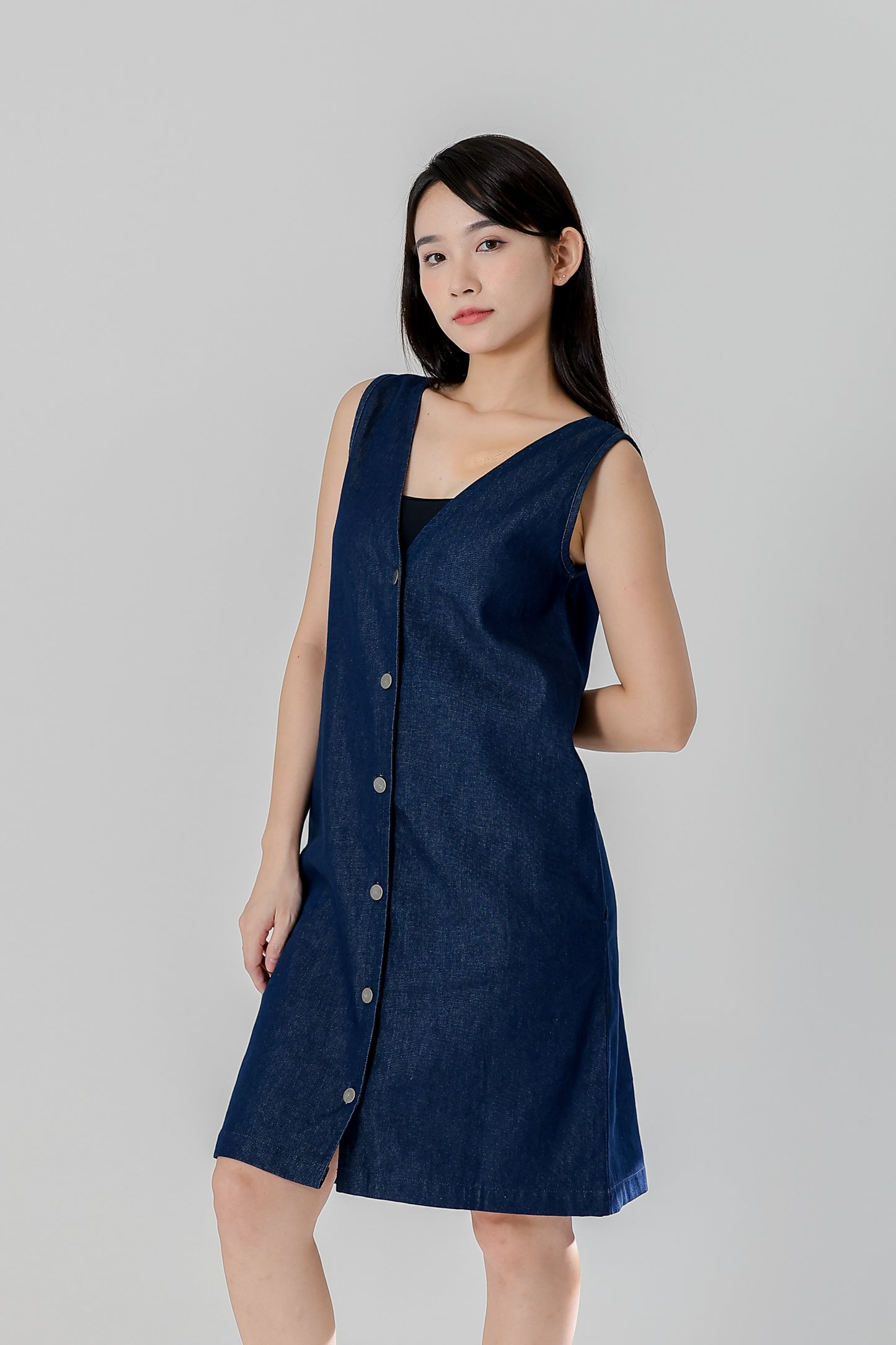 Julia Reversible Denim Dress - Dk Blue