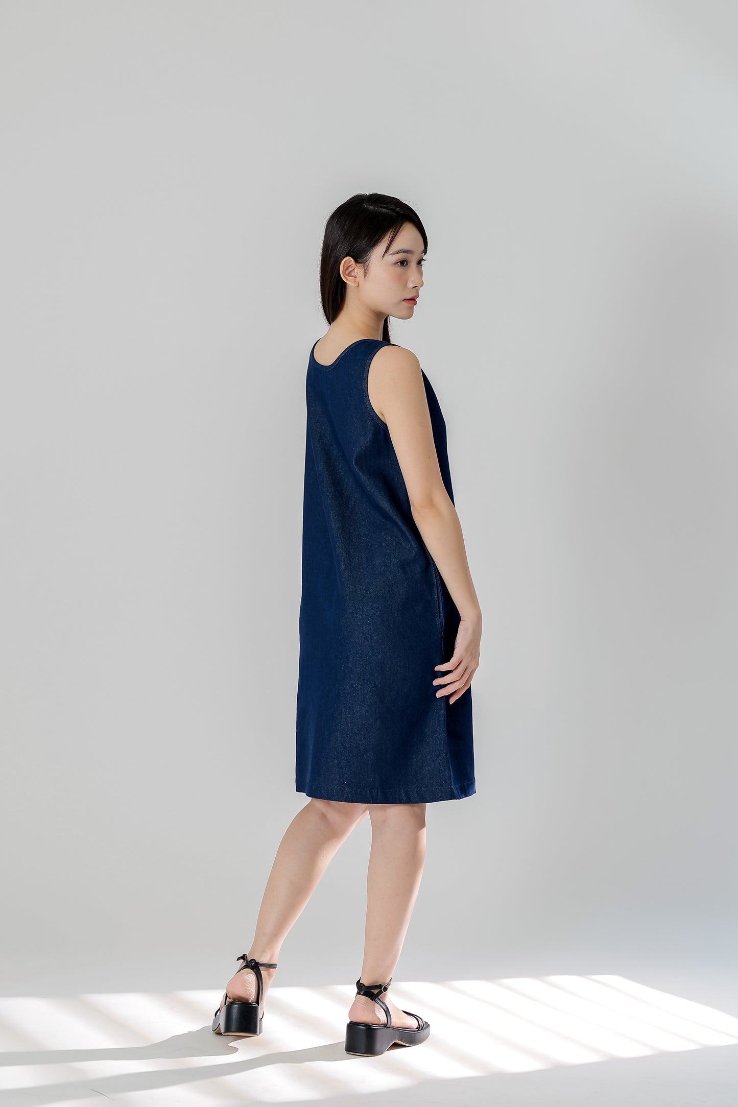 Julia Reversible Denim Dress - Dk Blue