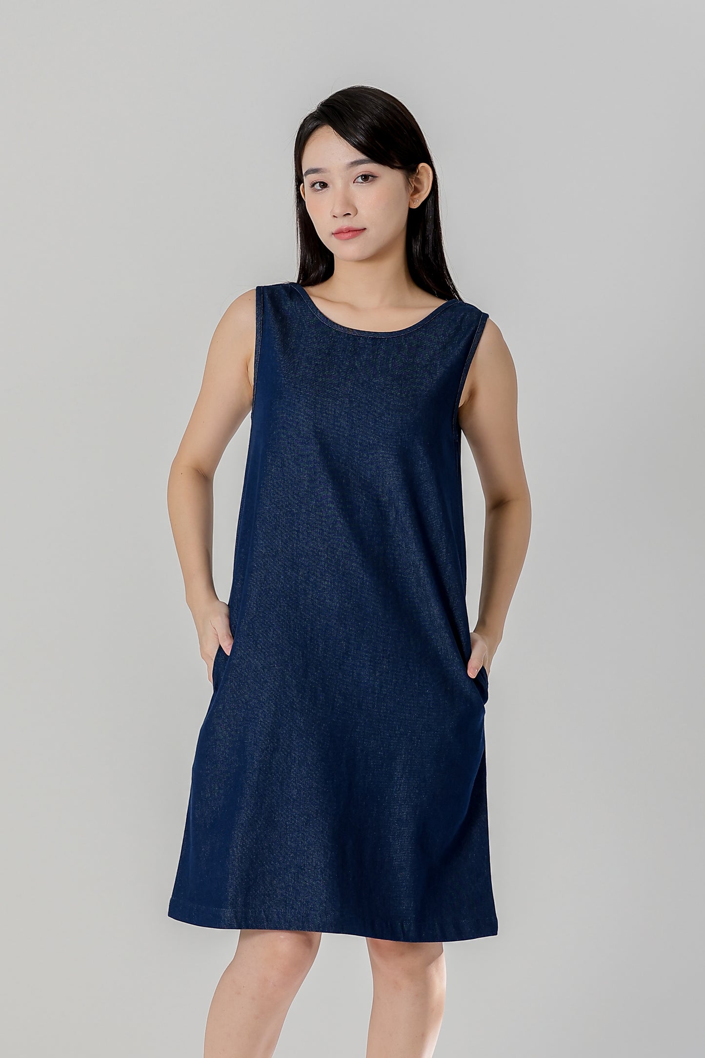 Julia Reversible Denim Dress - Dk Blue