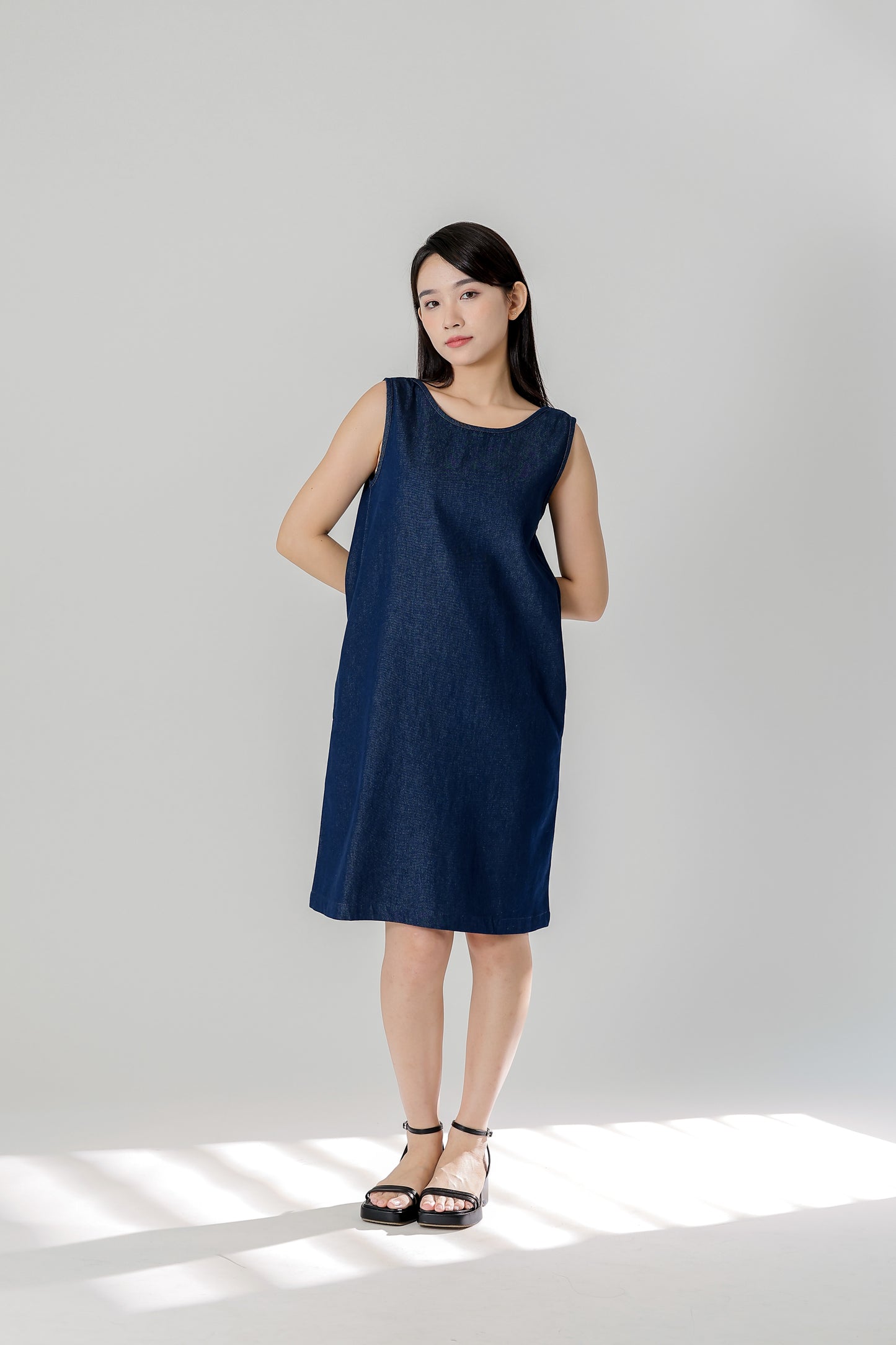 Julia Reversible Denim Dress - Dk Blue
