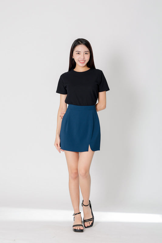 Julianne A Line Skort w Slit - Turquoise
