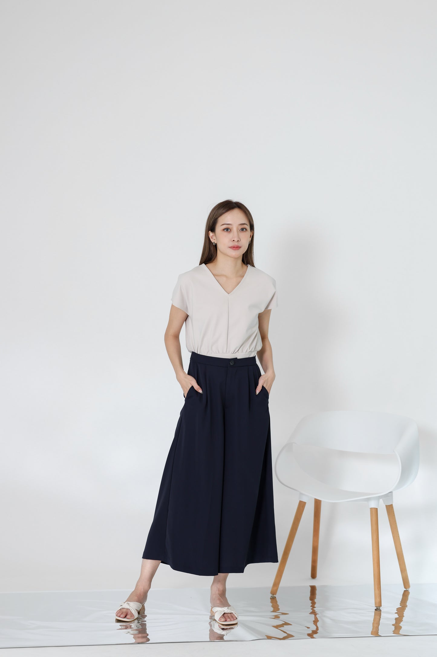 Kaiya Wide Leg Pant - Navy