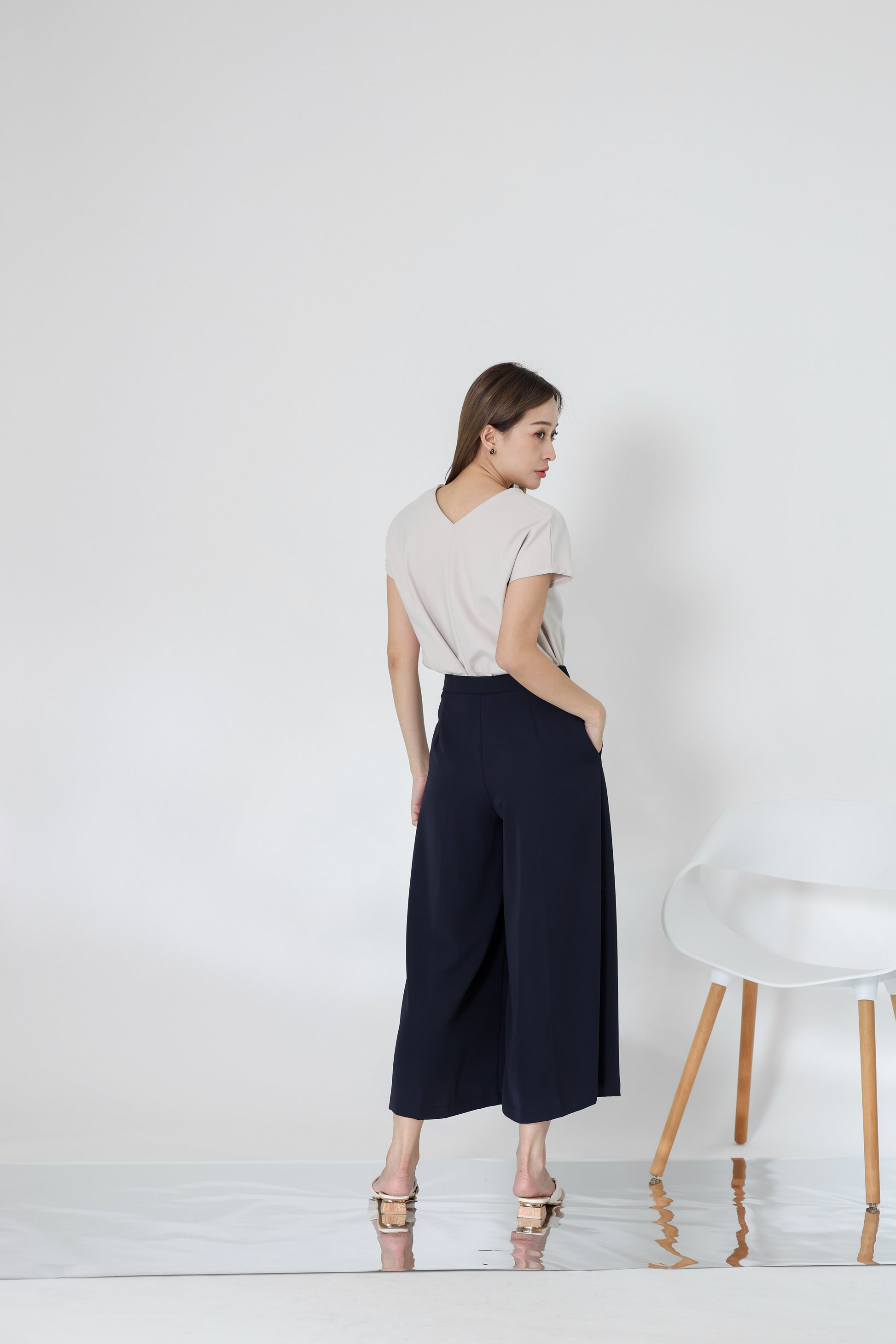 Kaiya Wide Leg Pant - Navy