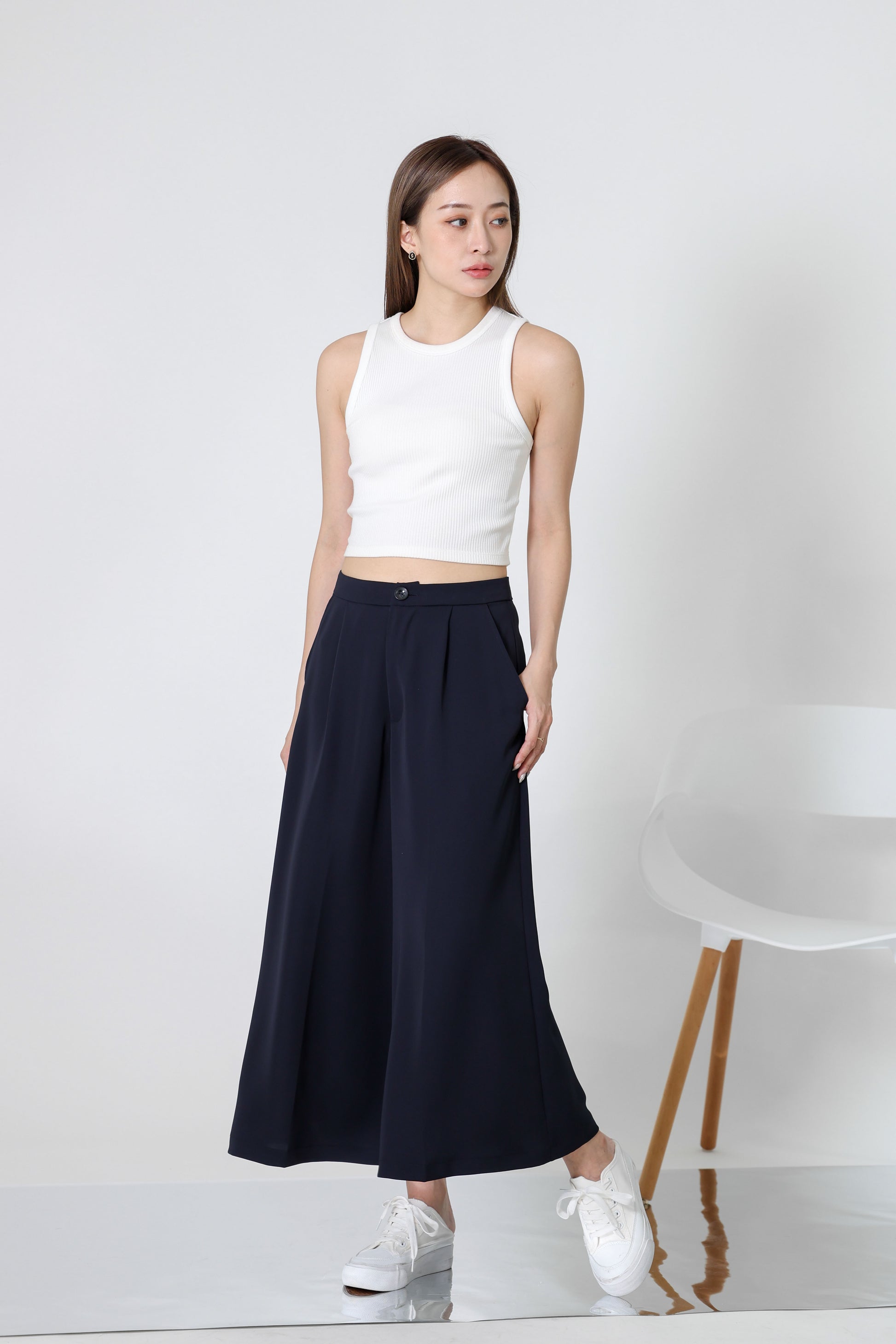 Kaiya Wide Leg Pant - Navy