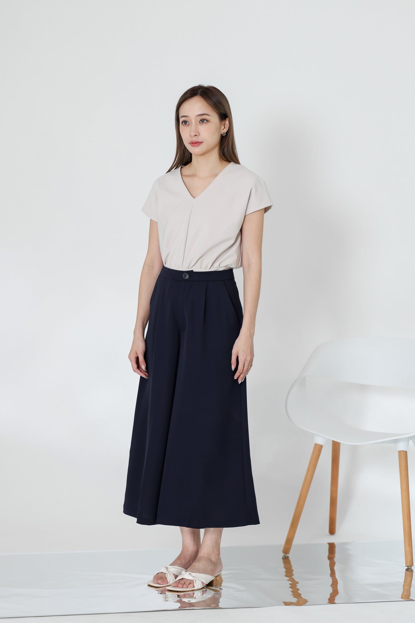 Kaiya Wide Leg Pant - Navy