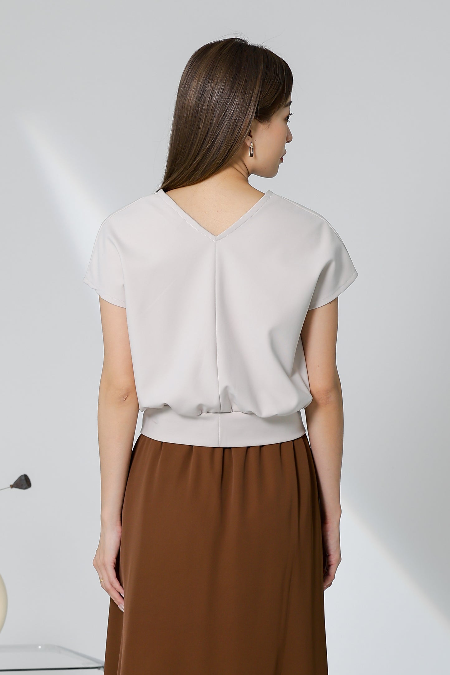 Kalena V Neck Top - Beige