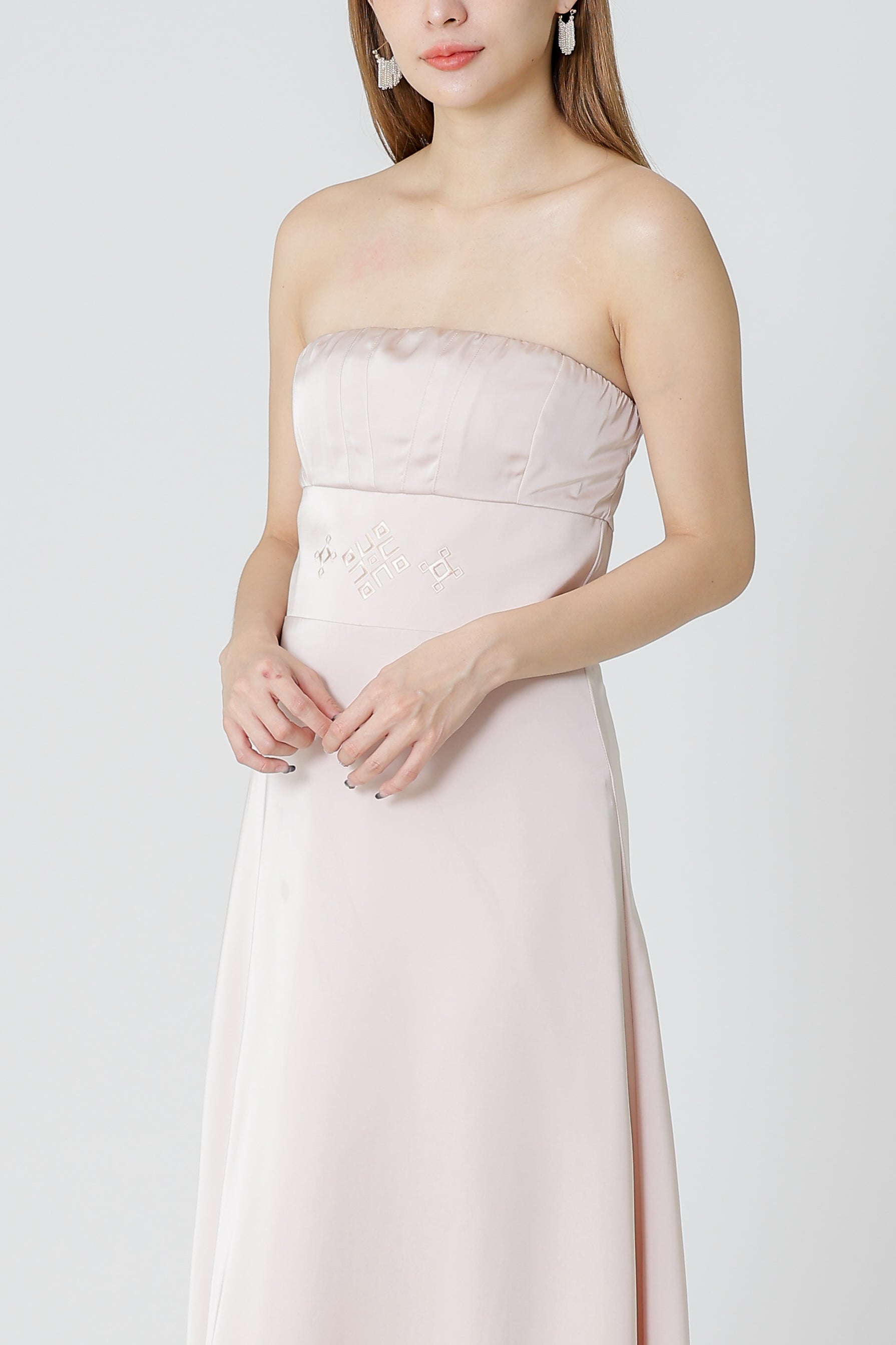Karren Embroidered Satin Midi Dress - Pink