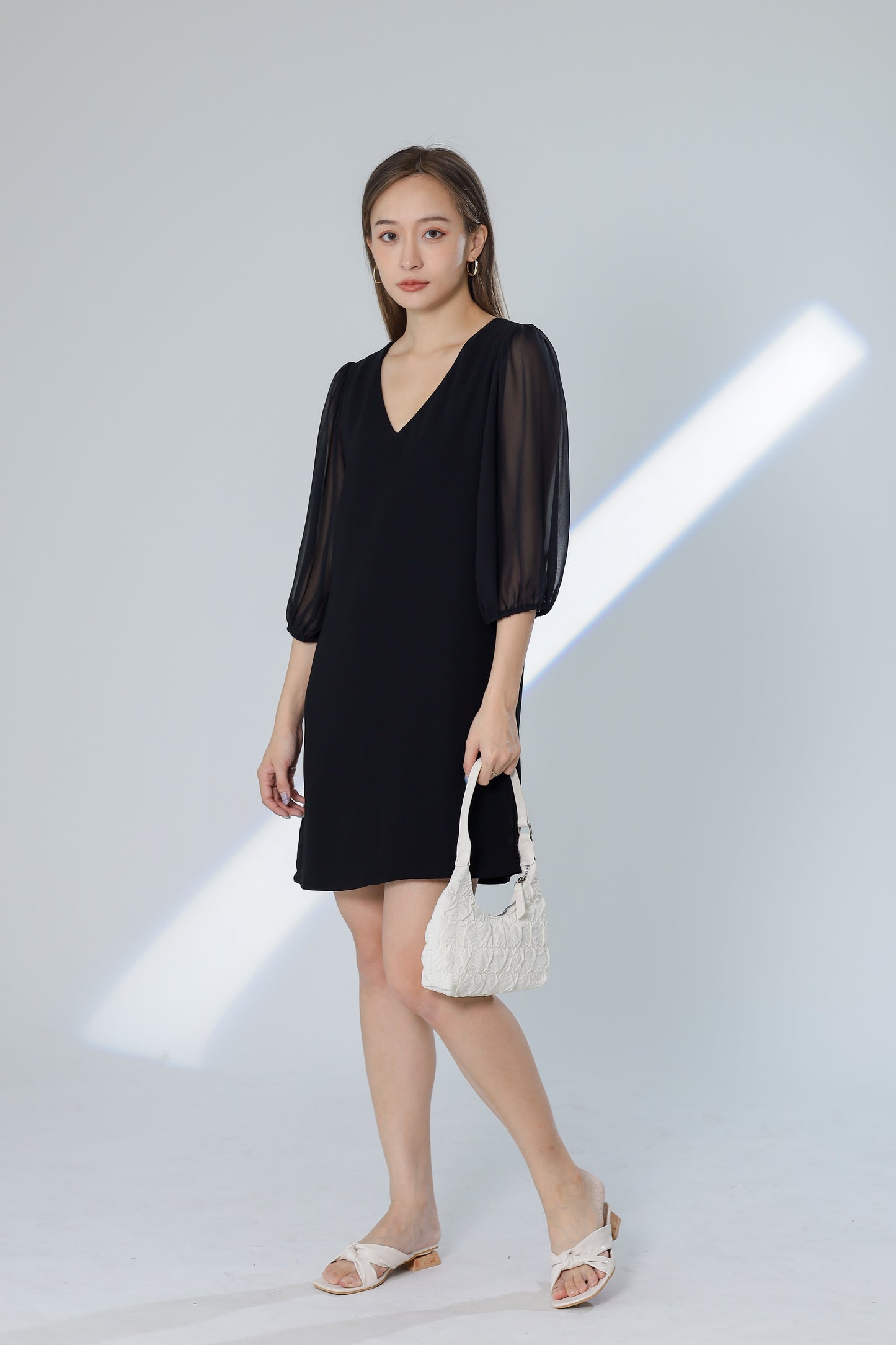 Kathryn Puff Sleeve Chiffon Dress