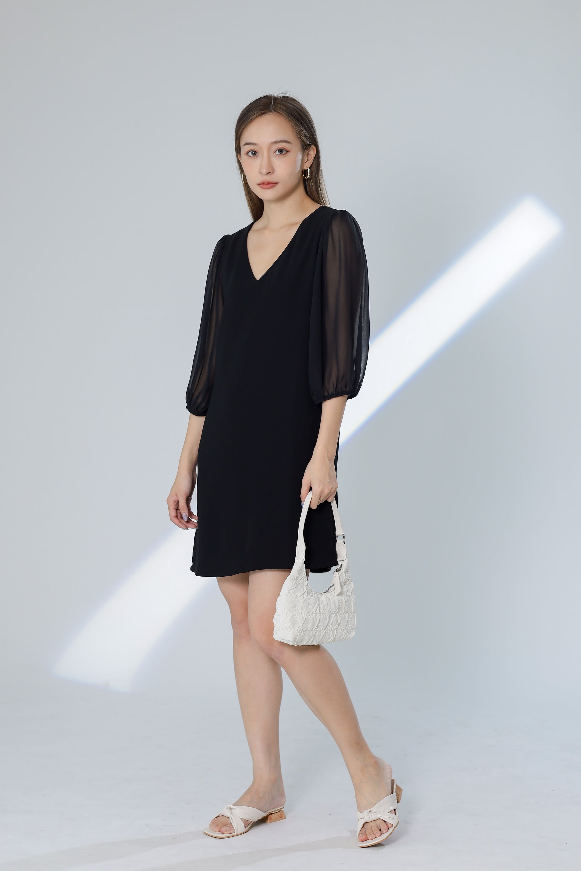 Kathryn Puff Sleeve Chiffon Dress