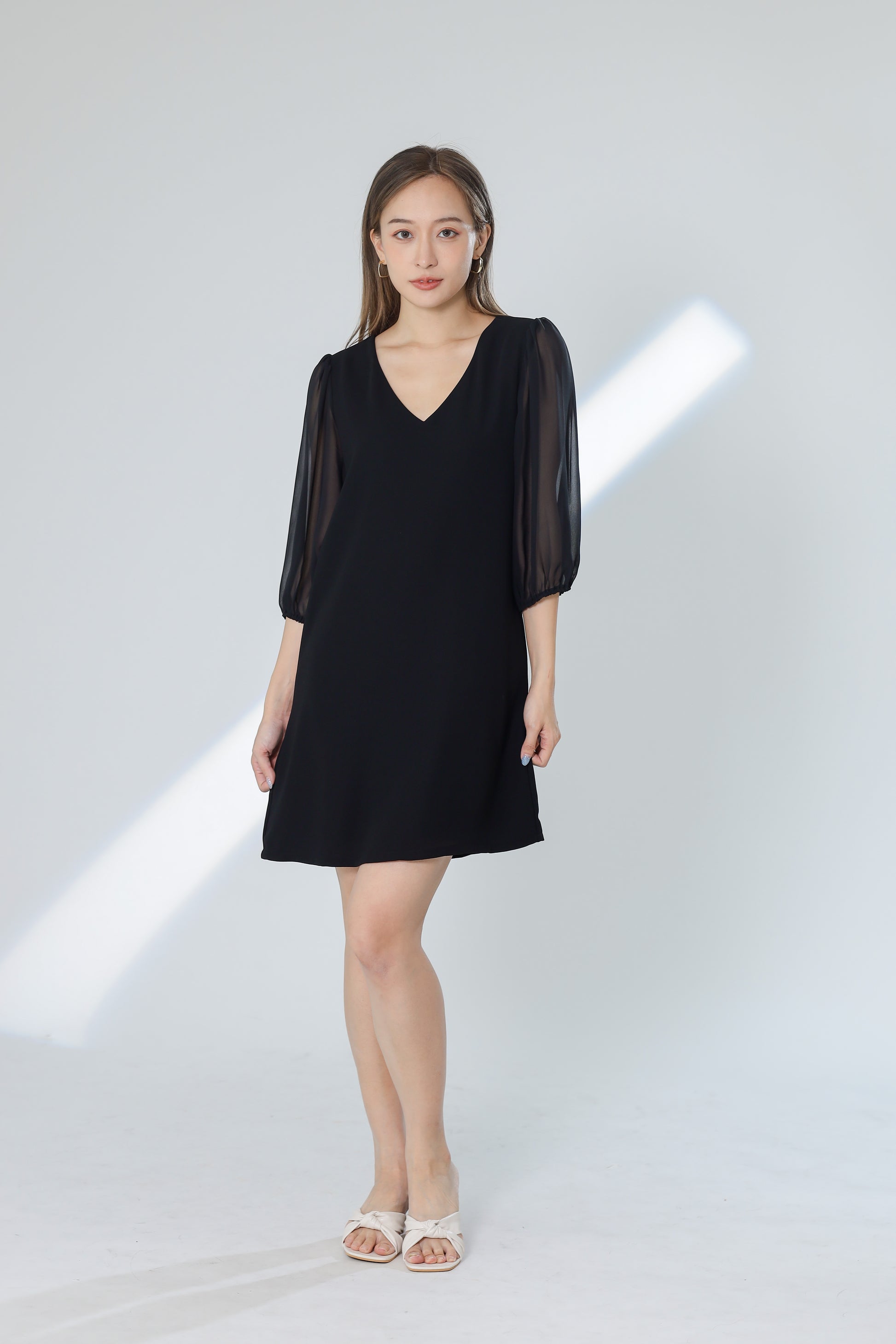 Kathryn Puff Sleeve Chiffon Dress