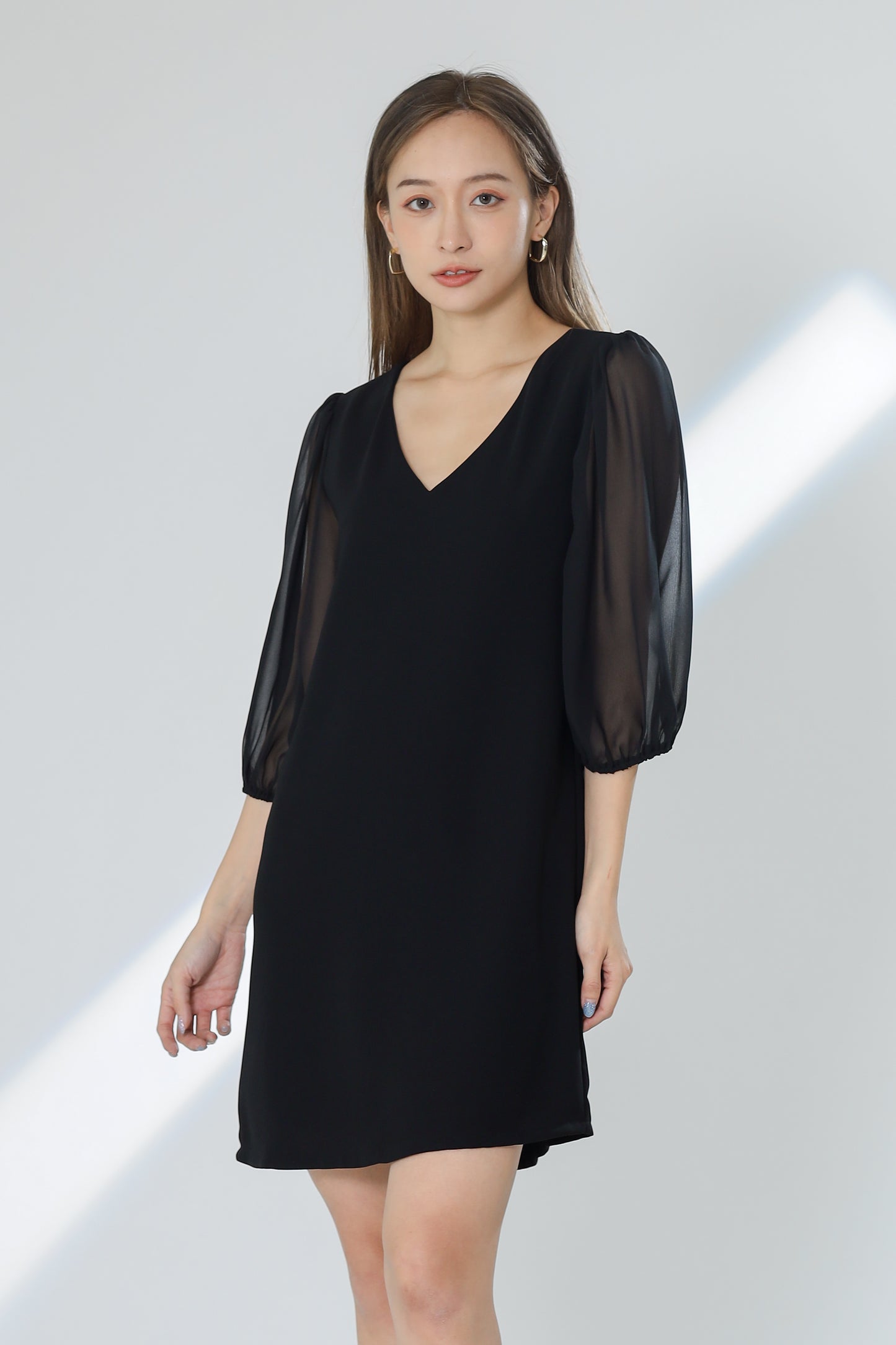 Kathryn Puff Sleeve Chiffon Dress