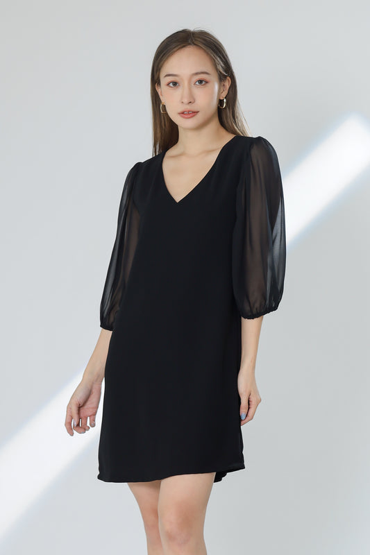 Kathryn Puff Sleeve Chiffon Dress