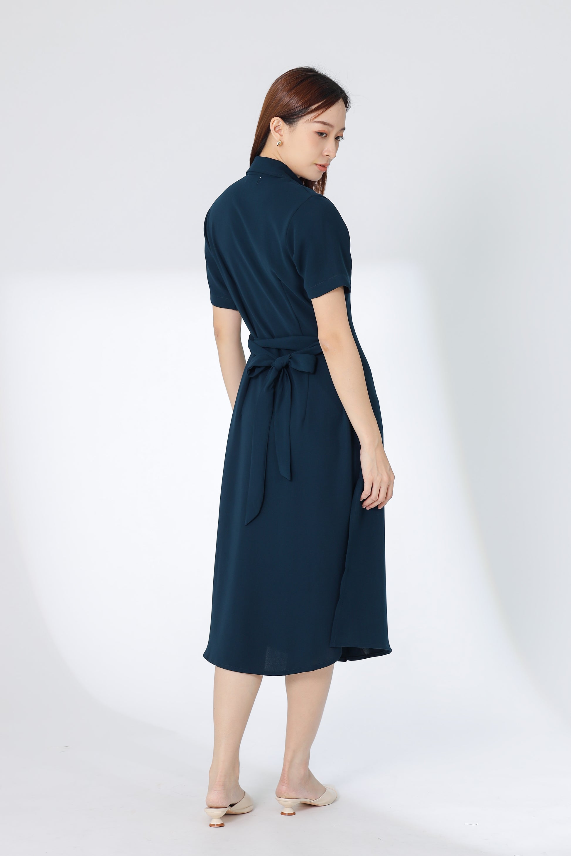 Kelsy Collared Button Down Dress - Teal