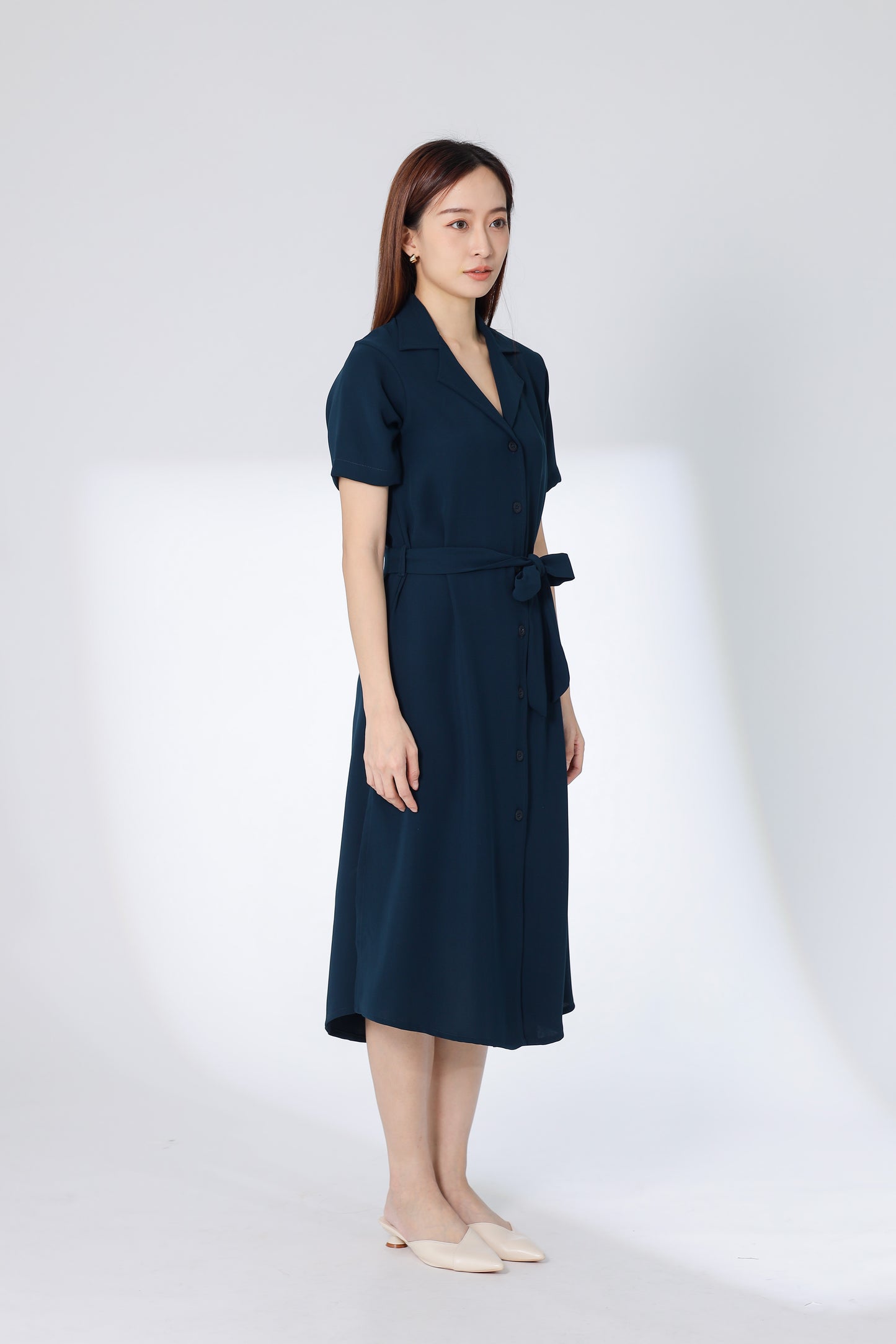 Kelsy Collared Button Down Dress - Teal