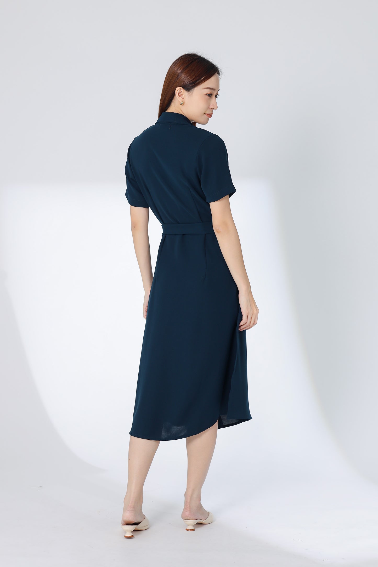 Kelsy Collared Button Down Dress - Teal