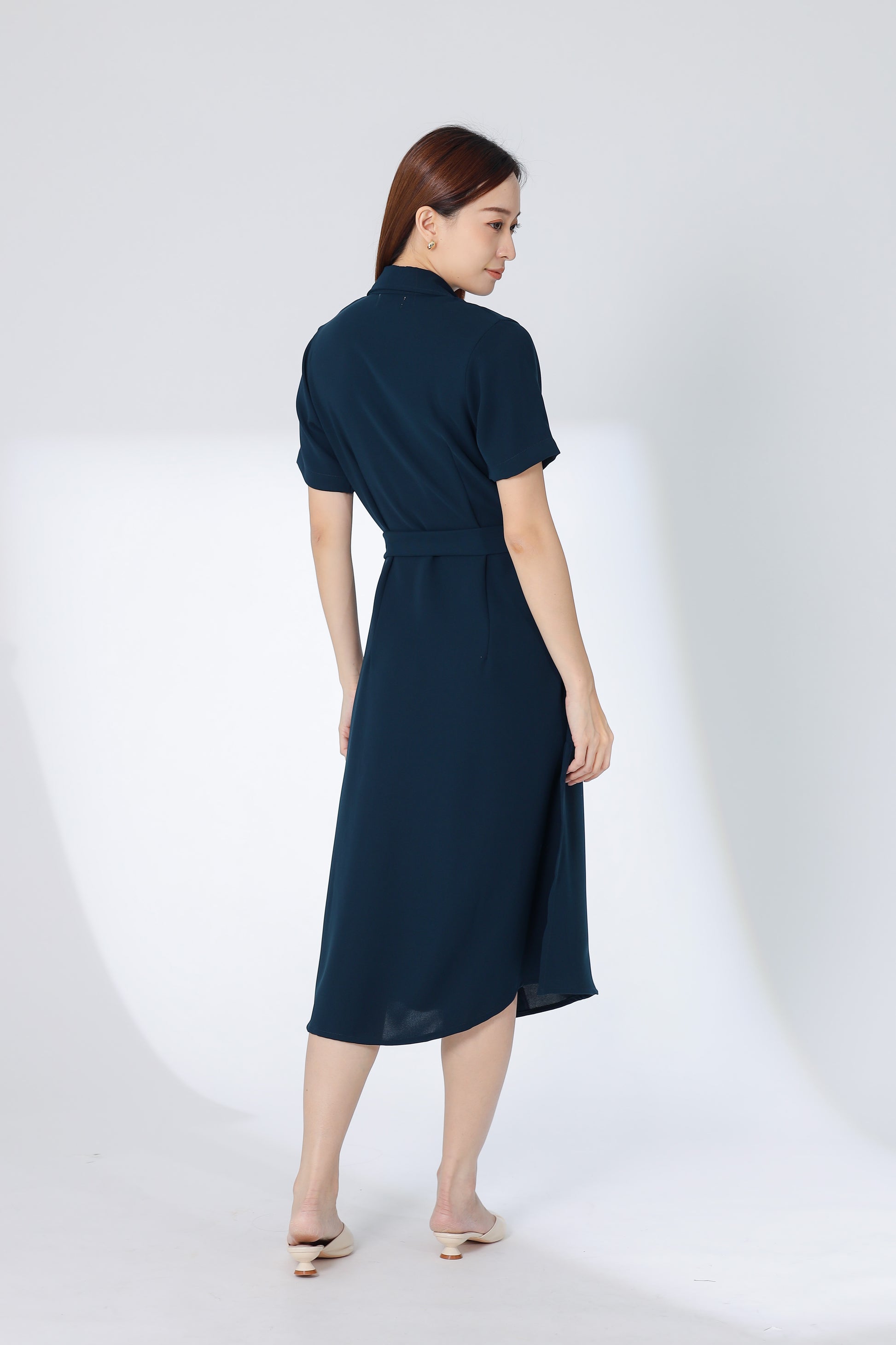 Kelsy Collared Button Down Dress - Teal