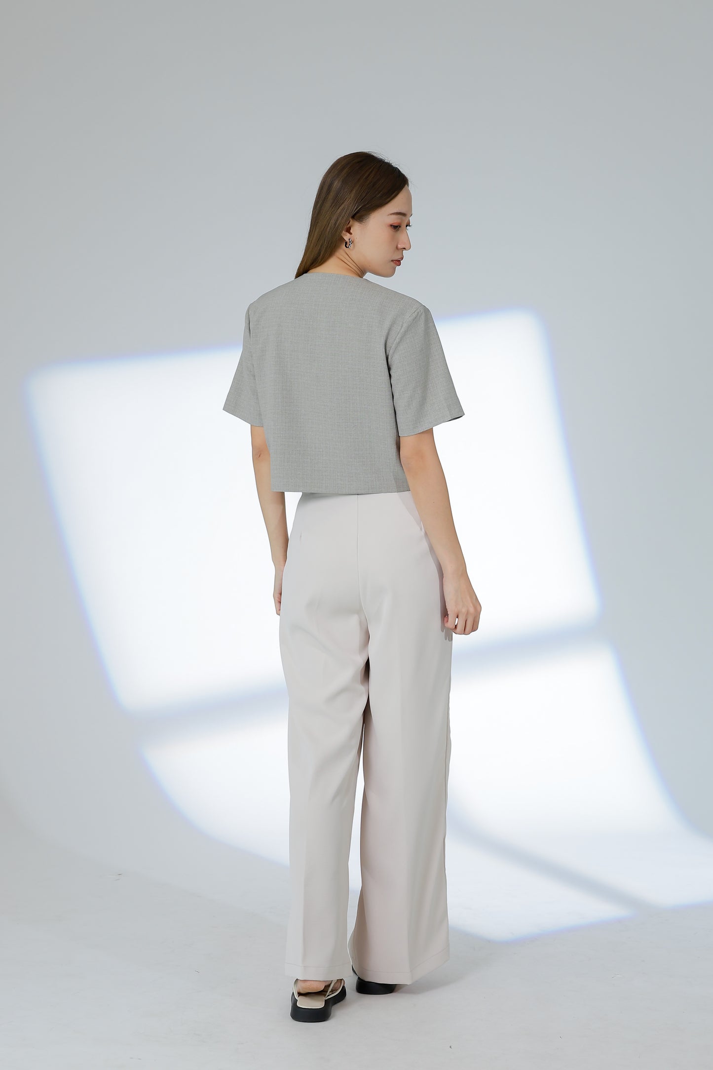 Kimi Front Zipper Top - Light Grey