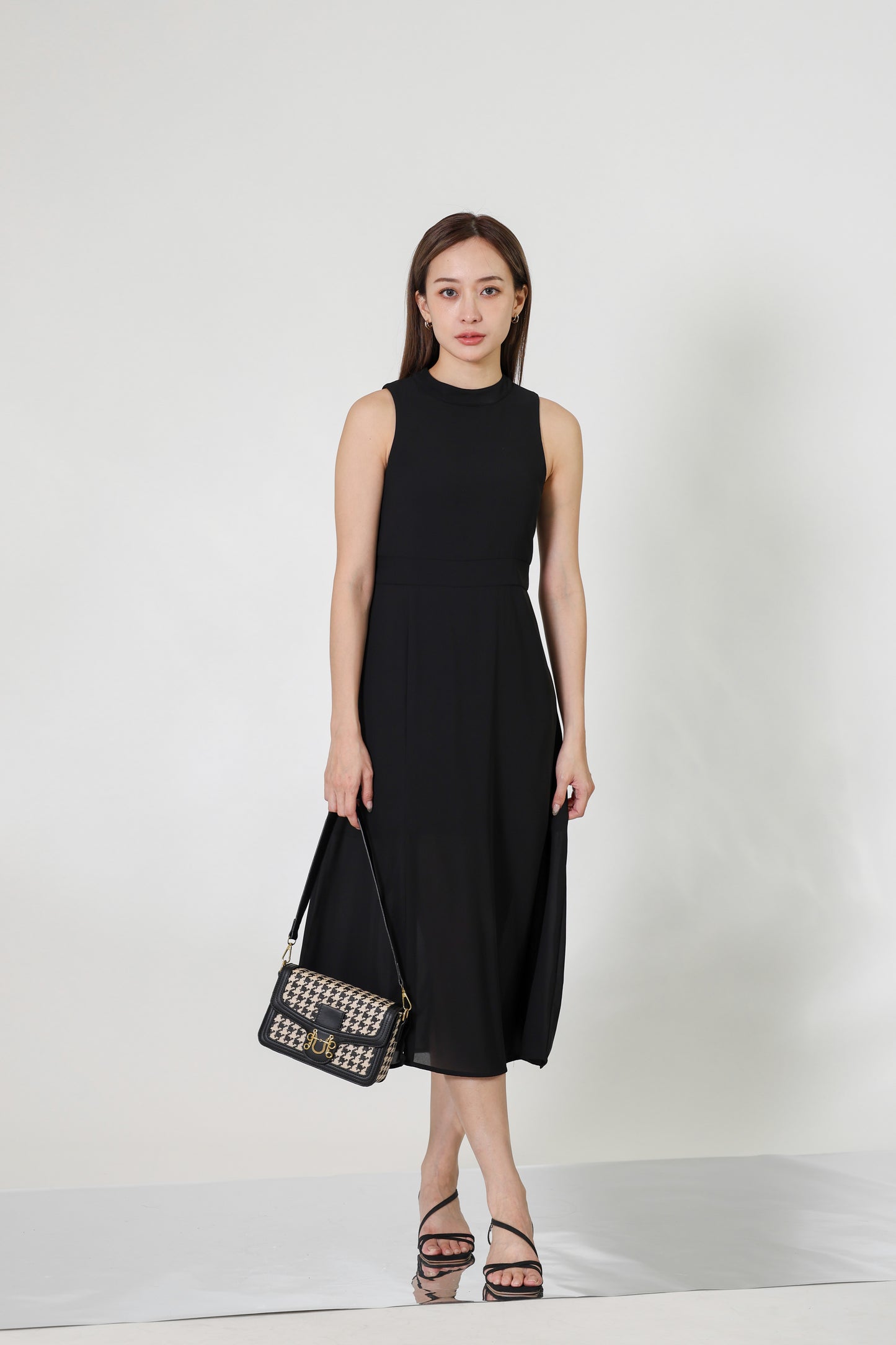 Lana Padded Midi Dress - Black