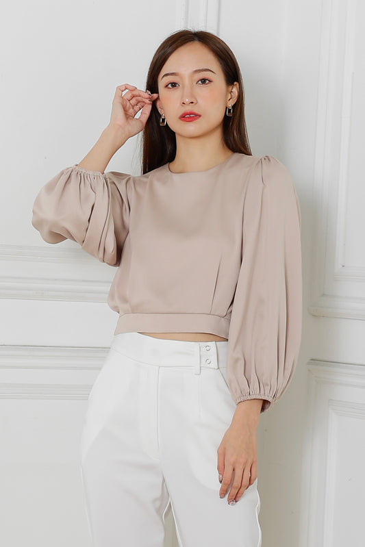 Lavonna Puff Sleeve Blouse - Beige