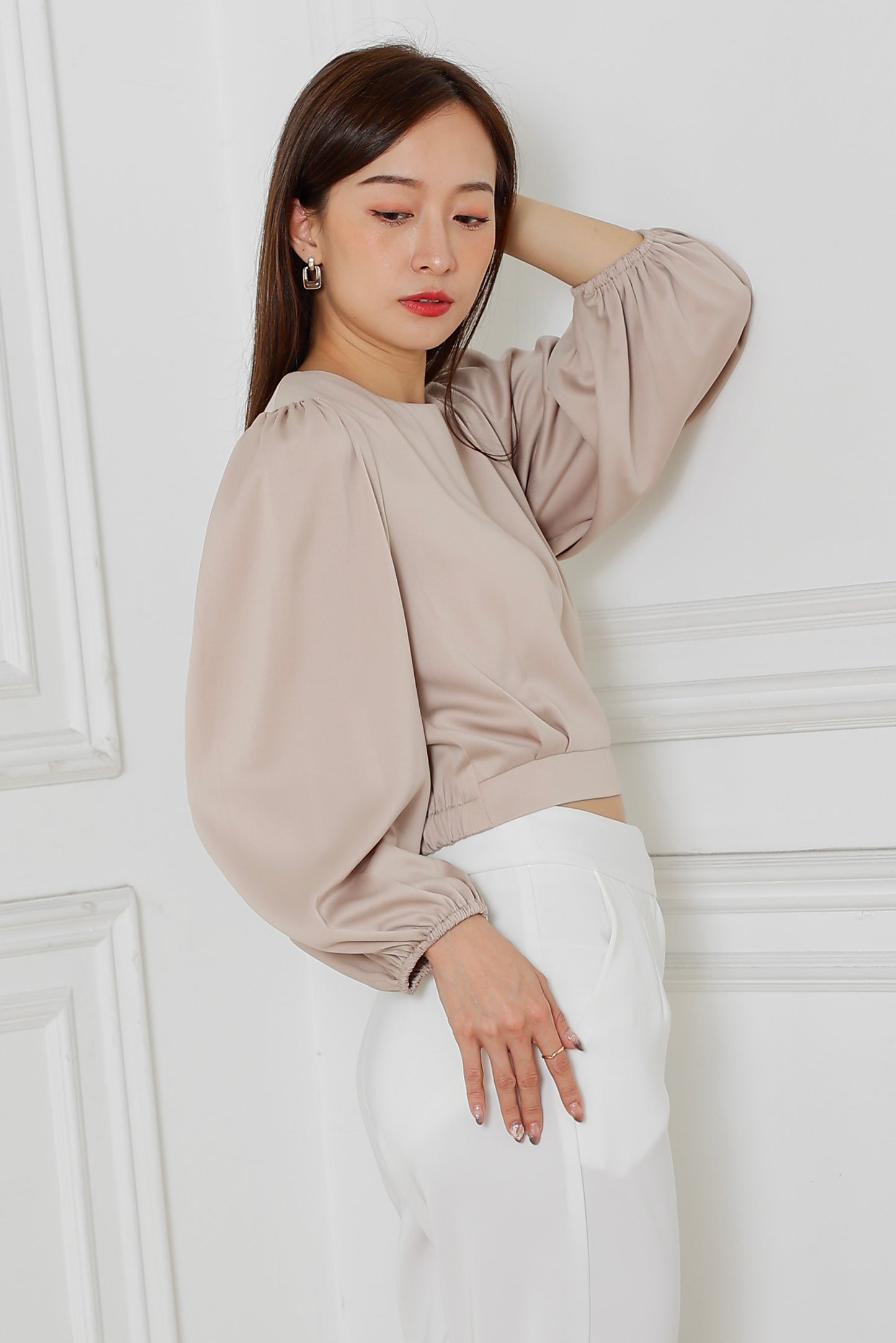 Lavonna Puff Sleeve Blouse - Beige