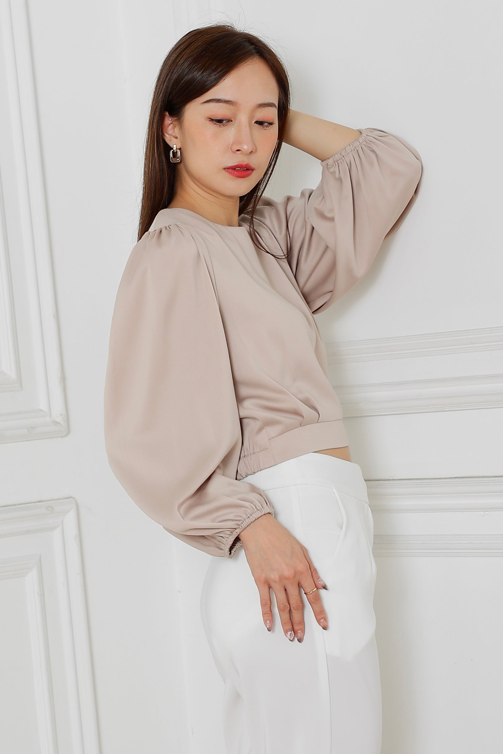 Lavonna Puff Sleeve Blouse - Beige