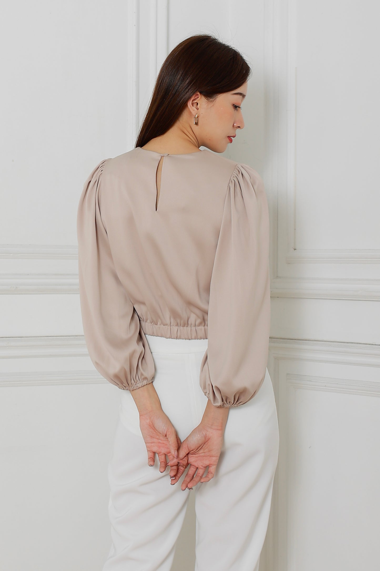 Lavonna Puff Sleeve Blouse - Beige