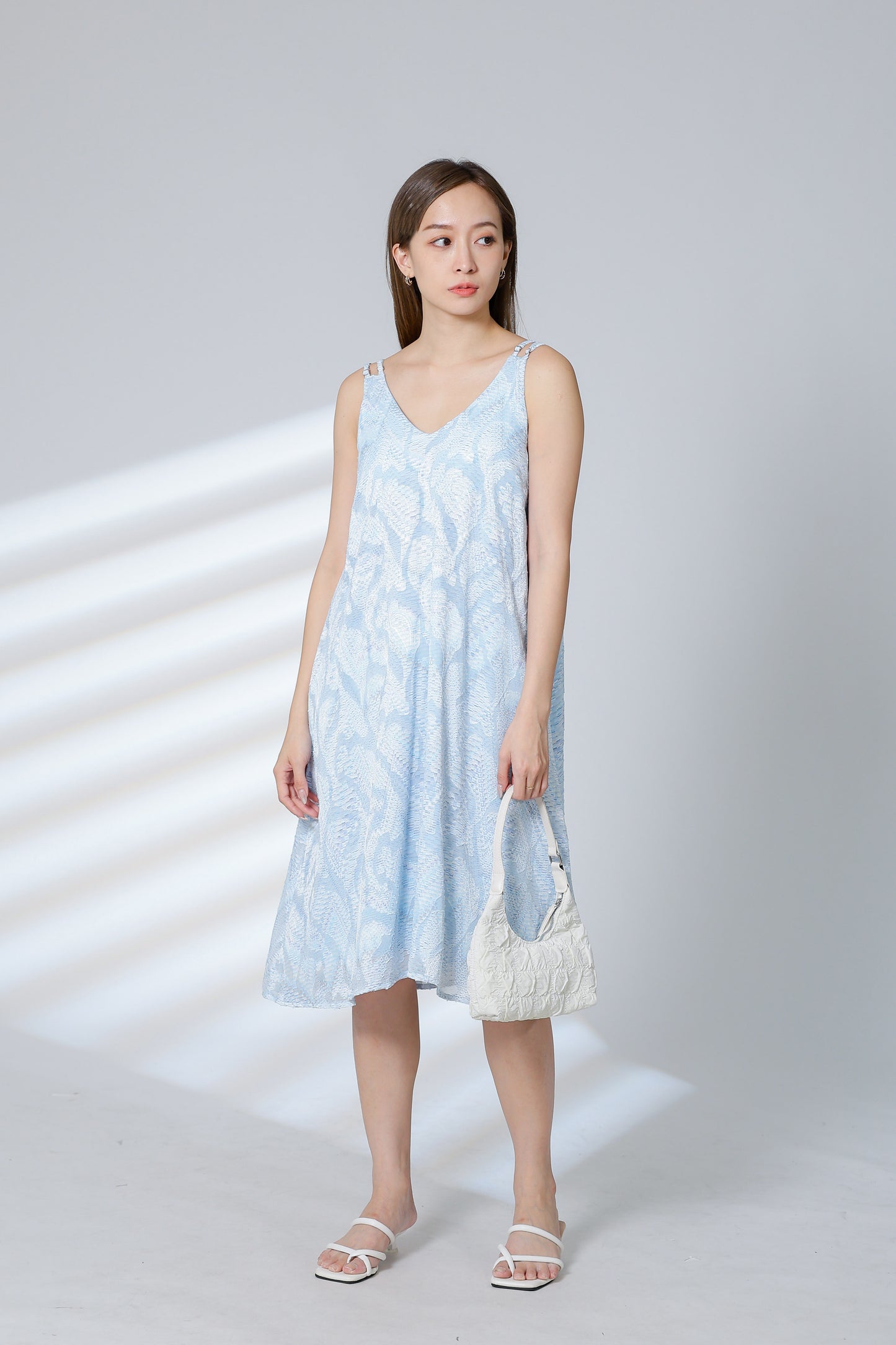 Lissa Padded Flared Dress - Sky Blue