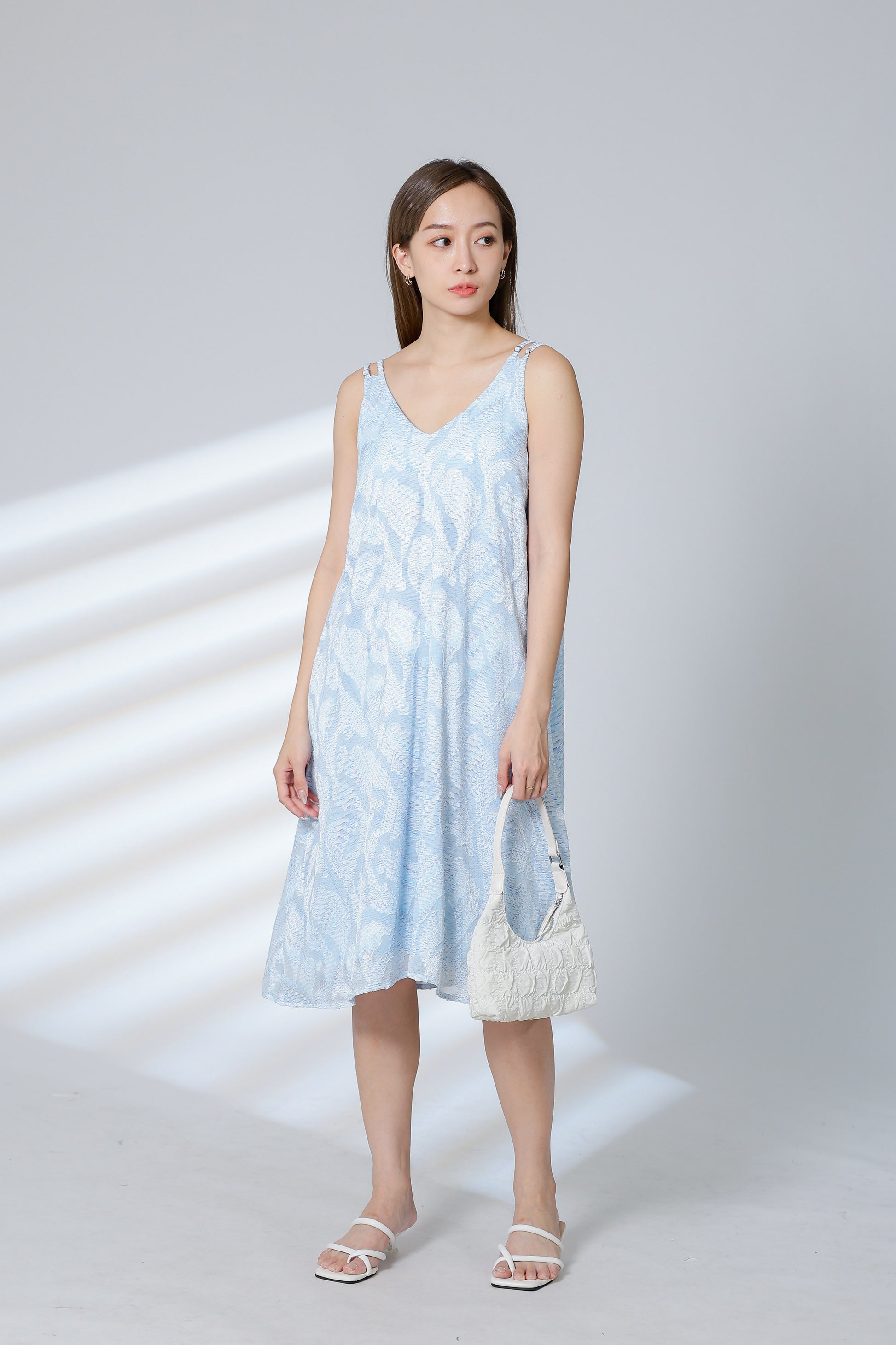 Lissa Padded Flared Dress - Sky Blue