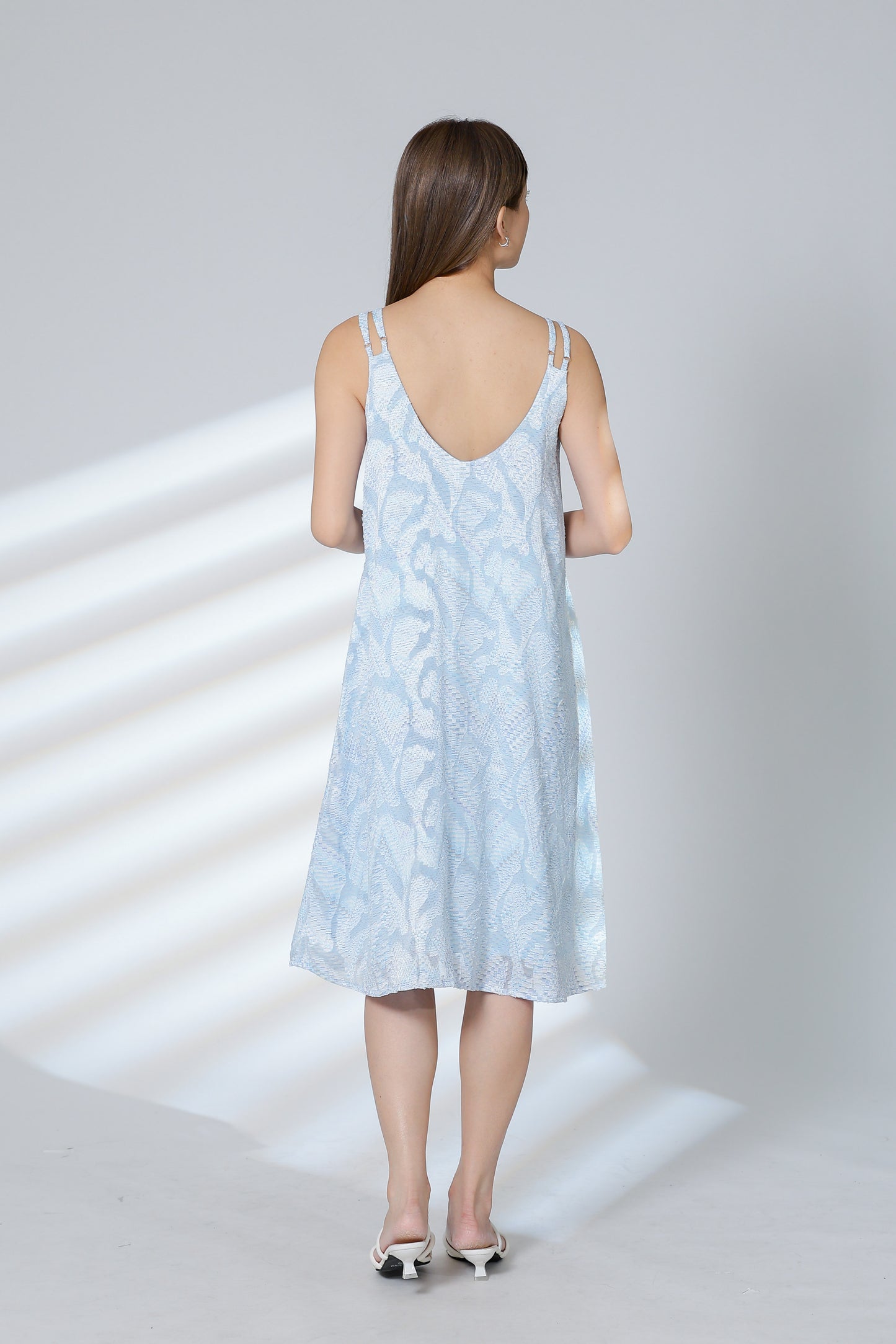 Lissa Padded Flared Dress - Sky Blue
