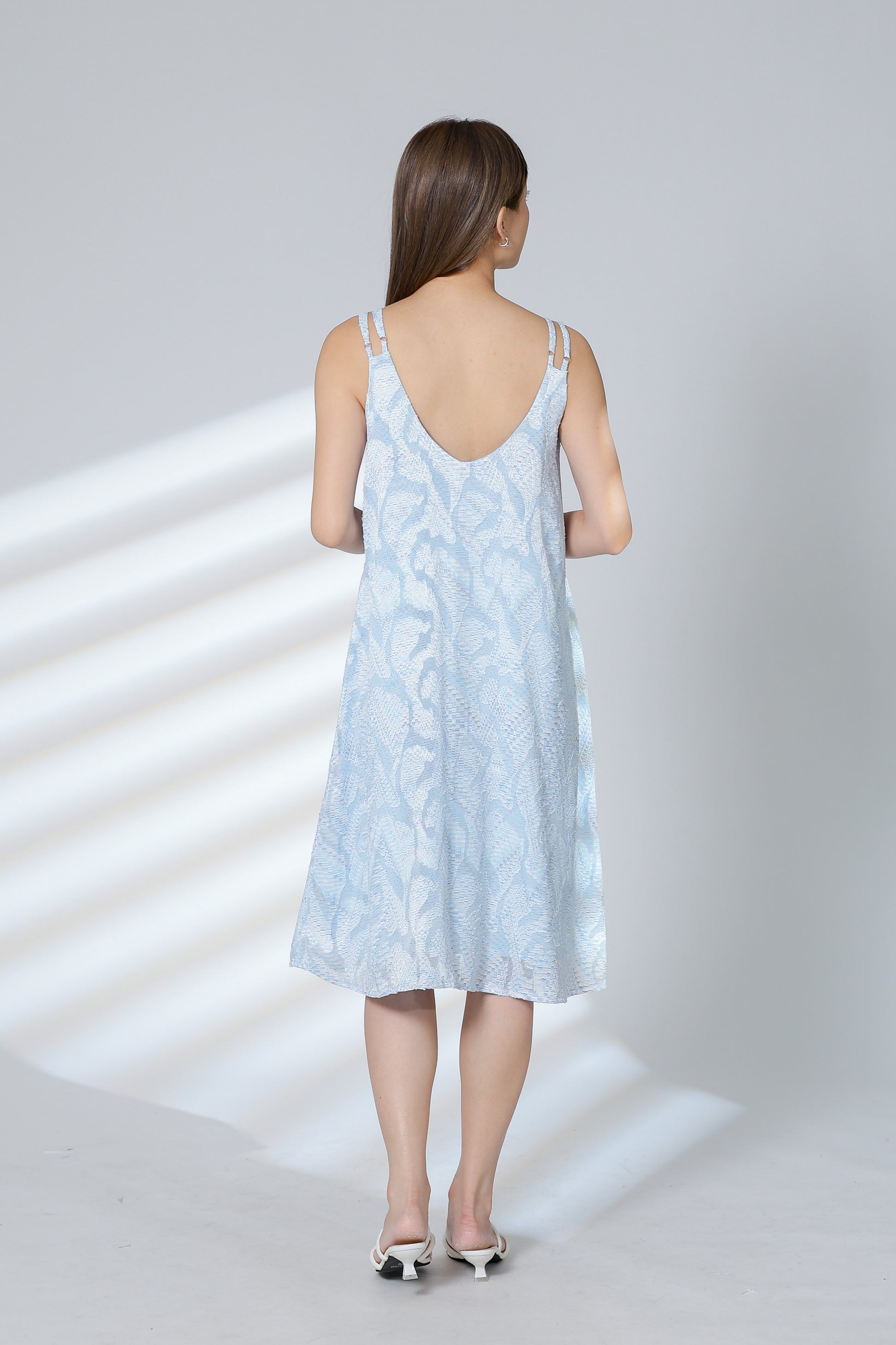 Lissa Padded Flared Dress - Sky Blue